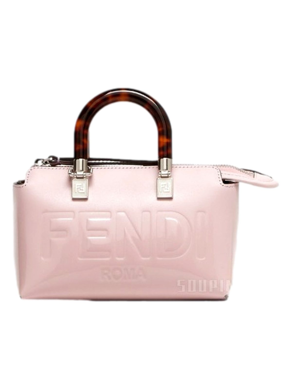 Fendi By The Way Mini Boston Bag Light Pink Patent Leather Top Handle