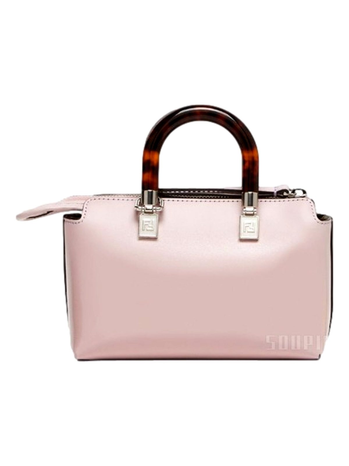 Fendi By The Way Mini Boston Bag Light Pink Patent Leather Top Handle