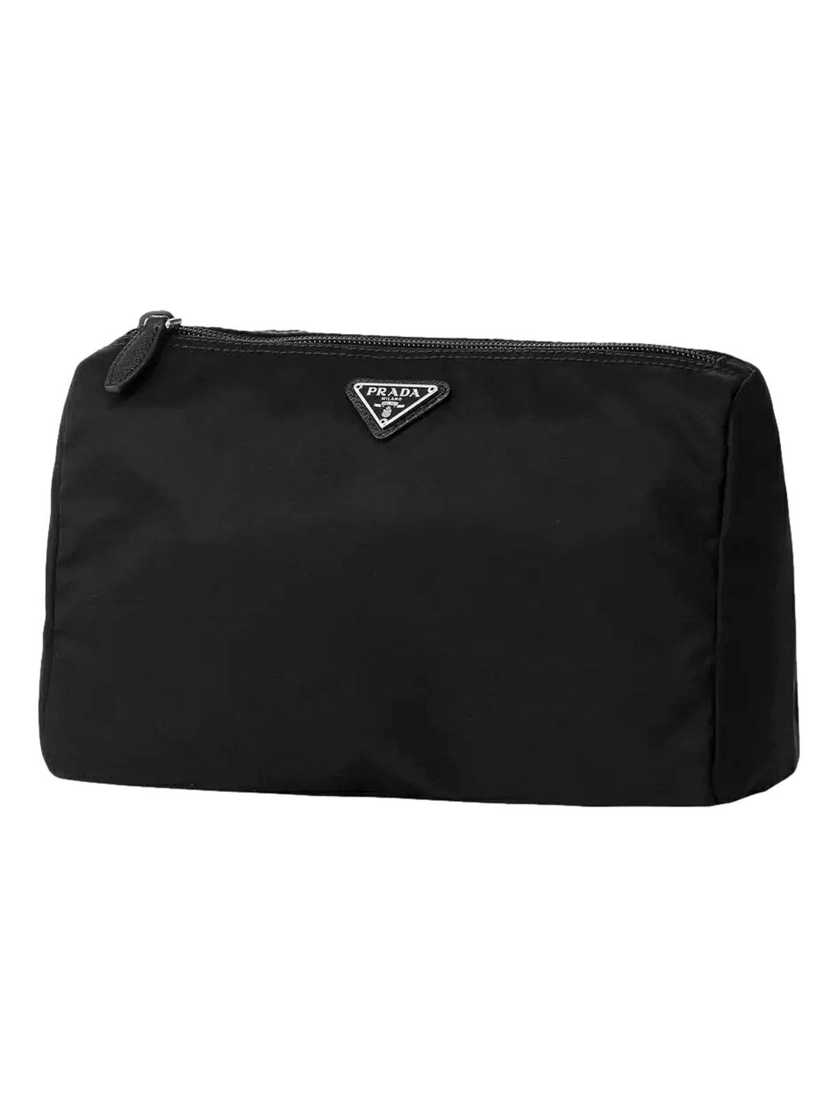 Prada Re-Nylon Necessaire Large Pouch Clutch in Black Nylon with Silver Hardware