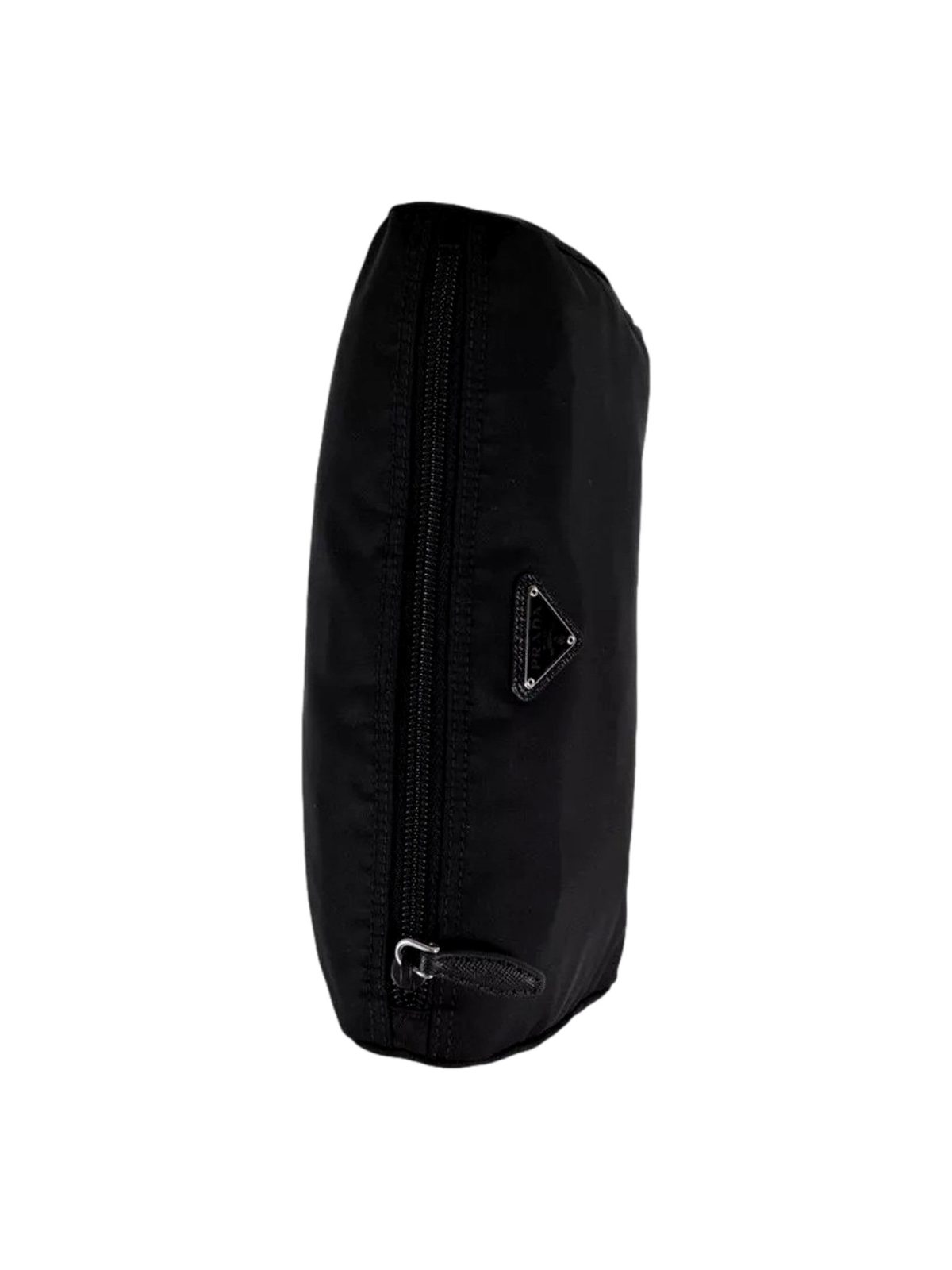 Prada Re-Nylon Necessaire Large Pouch Clutch in Black Nylon with Silver Hardware