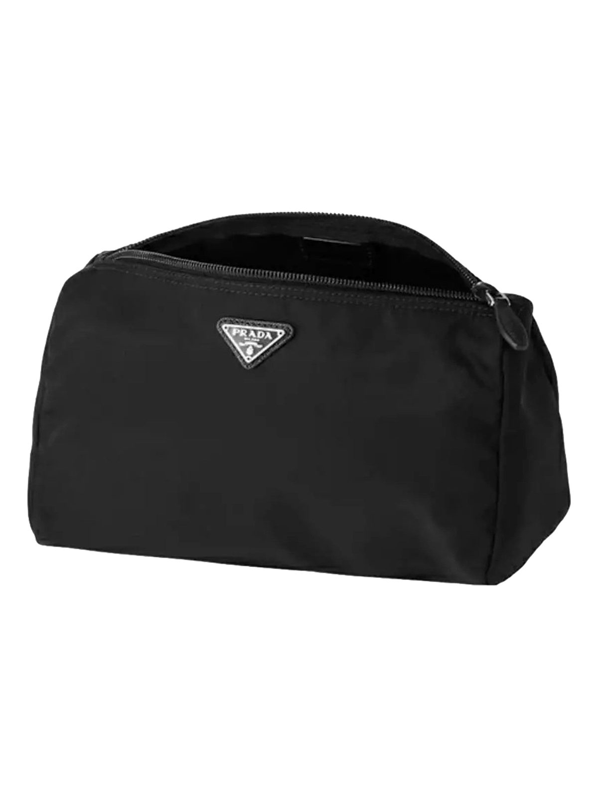 Prada Re-Nylon Necessaire Large Pouch Clutch in Black Nylon with Silver Hardware