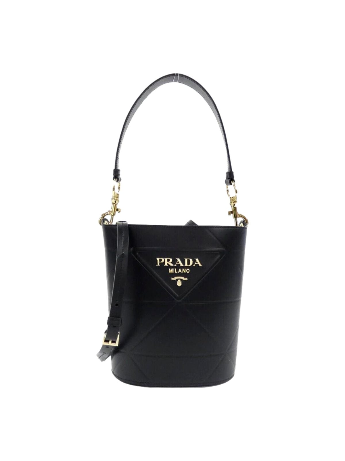 Prada Soft Calf Leather Bucket Crossbody Handbag Nero Black