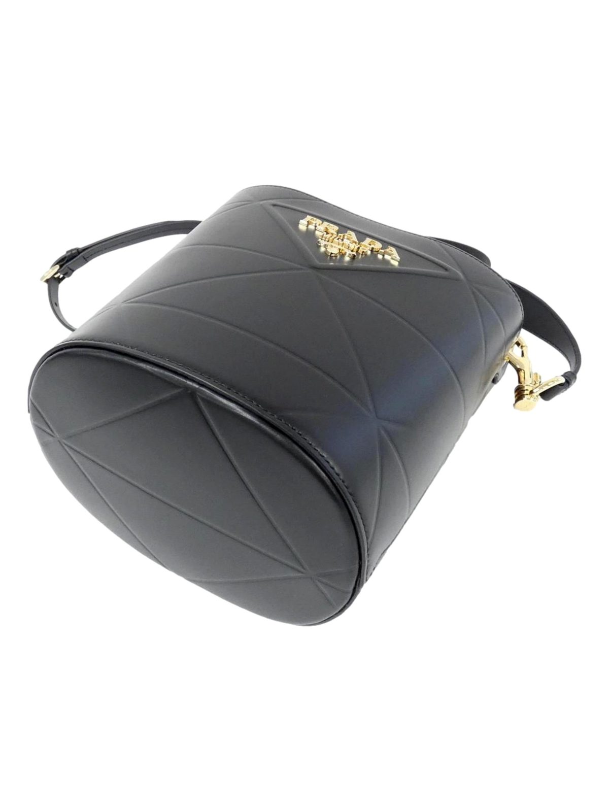 Prada Soft Calf Leather Bucket Crossbody Handbag Nero Black