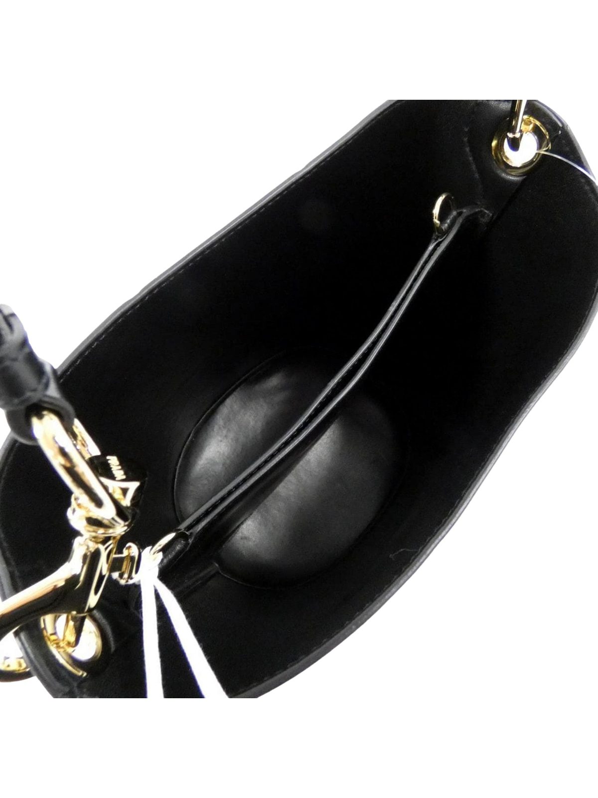 Prada Soft Calf Leather Bucket Crossbody Handbag Nero Black