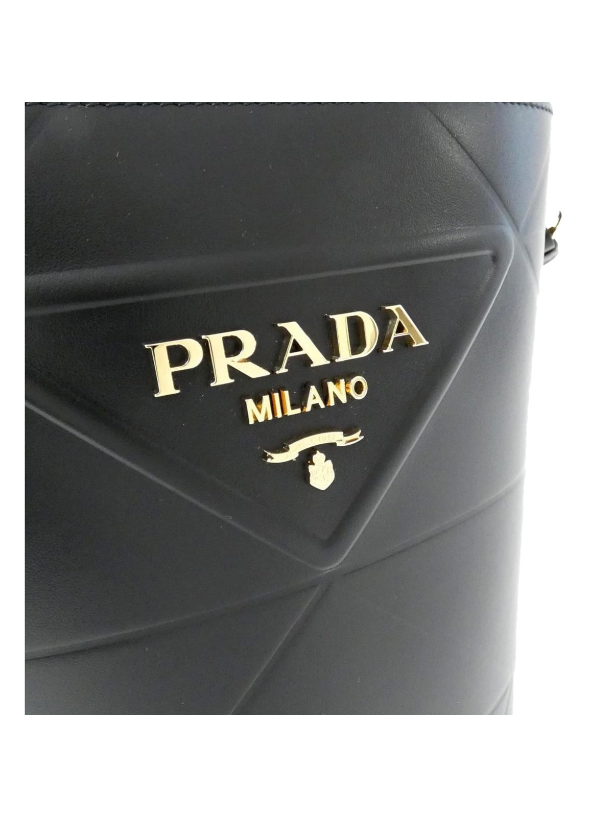 Prada Soft Calf Leather Bucket Crossbody Handbag Nero Black