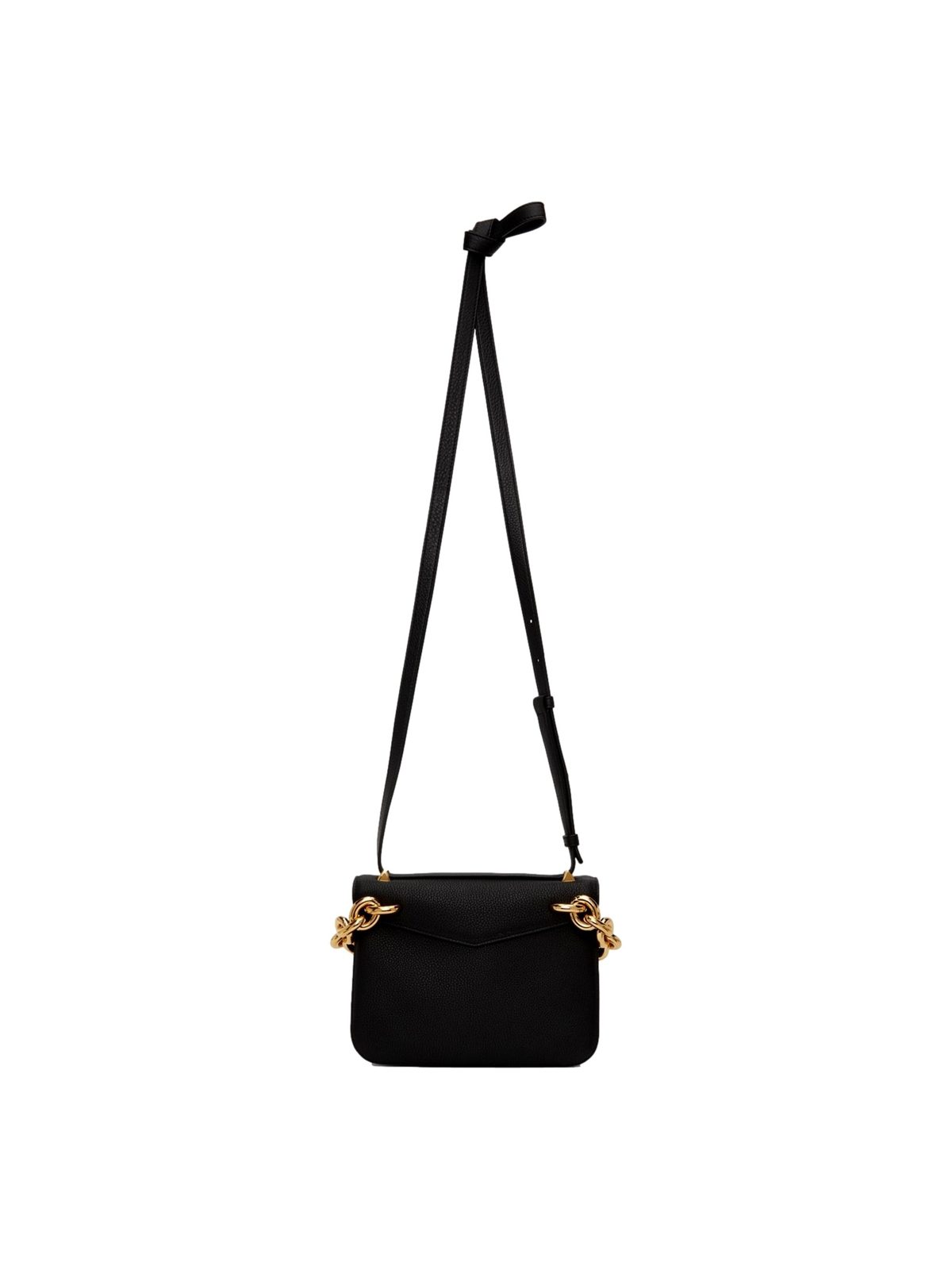 Bottega Veneta Calfskin Mount Envelope Crossbody Bag Black and Gold