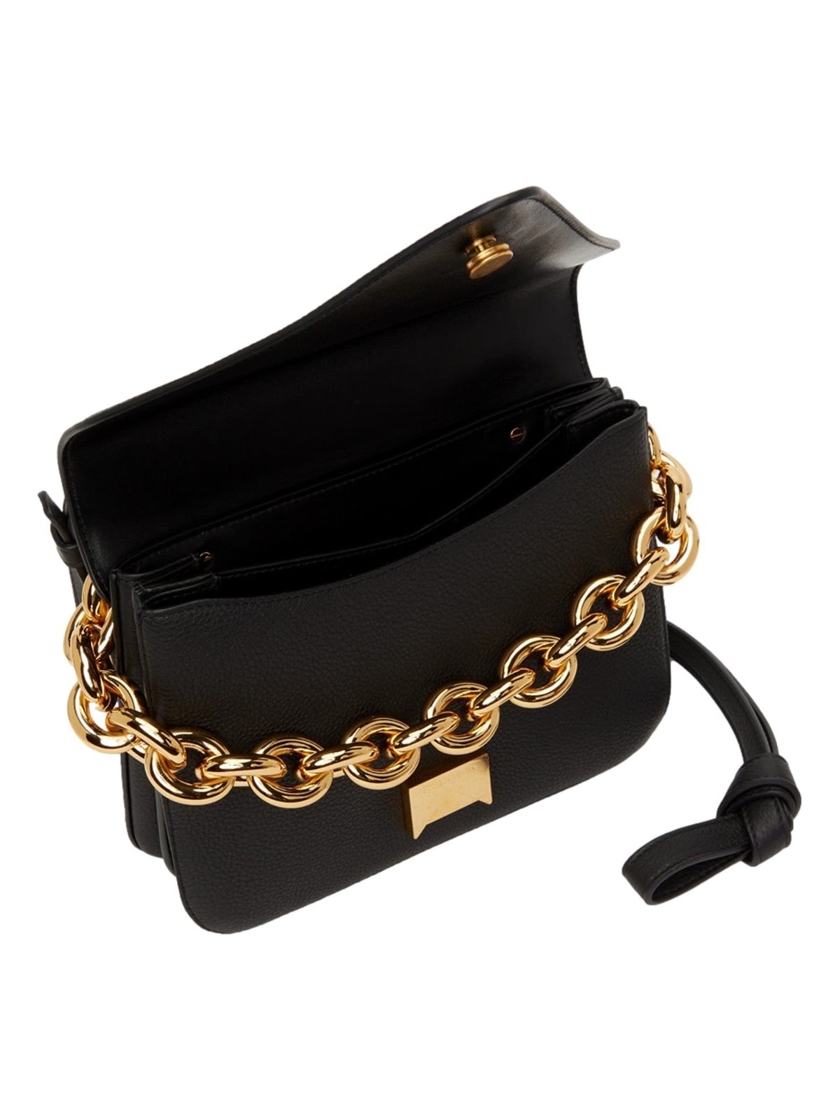 Bottega Veneta Calfskin Mount Envelope Crossbody Bag Black and Gold