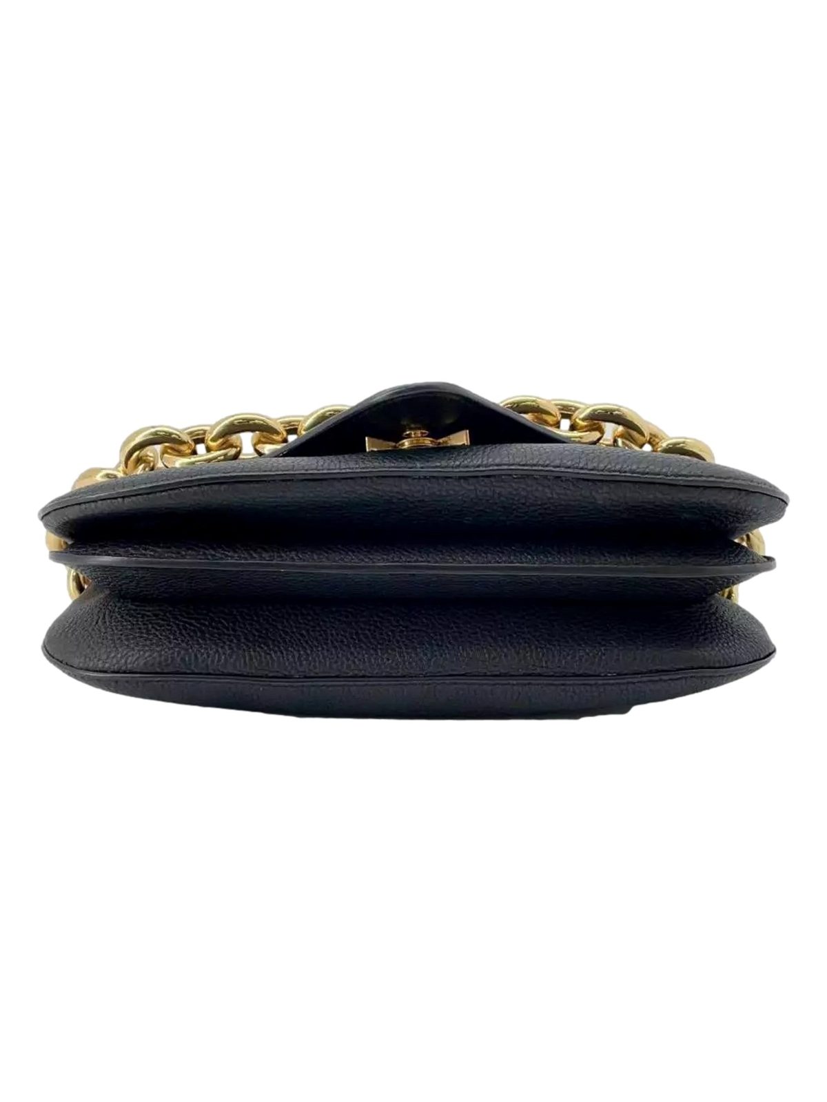 Bottega Veneta Mount Medium Envelope Black Leather Shoulder Bag Gold Chain