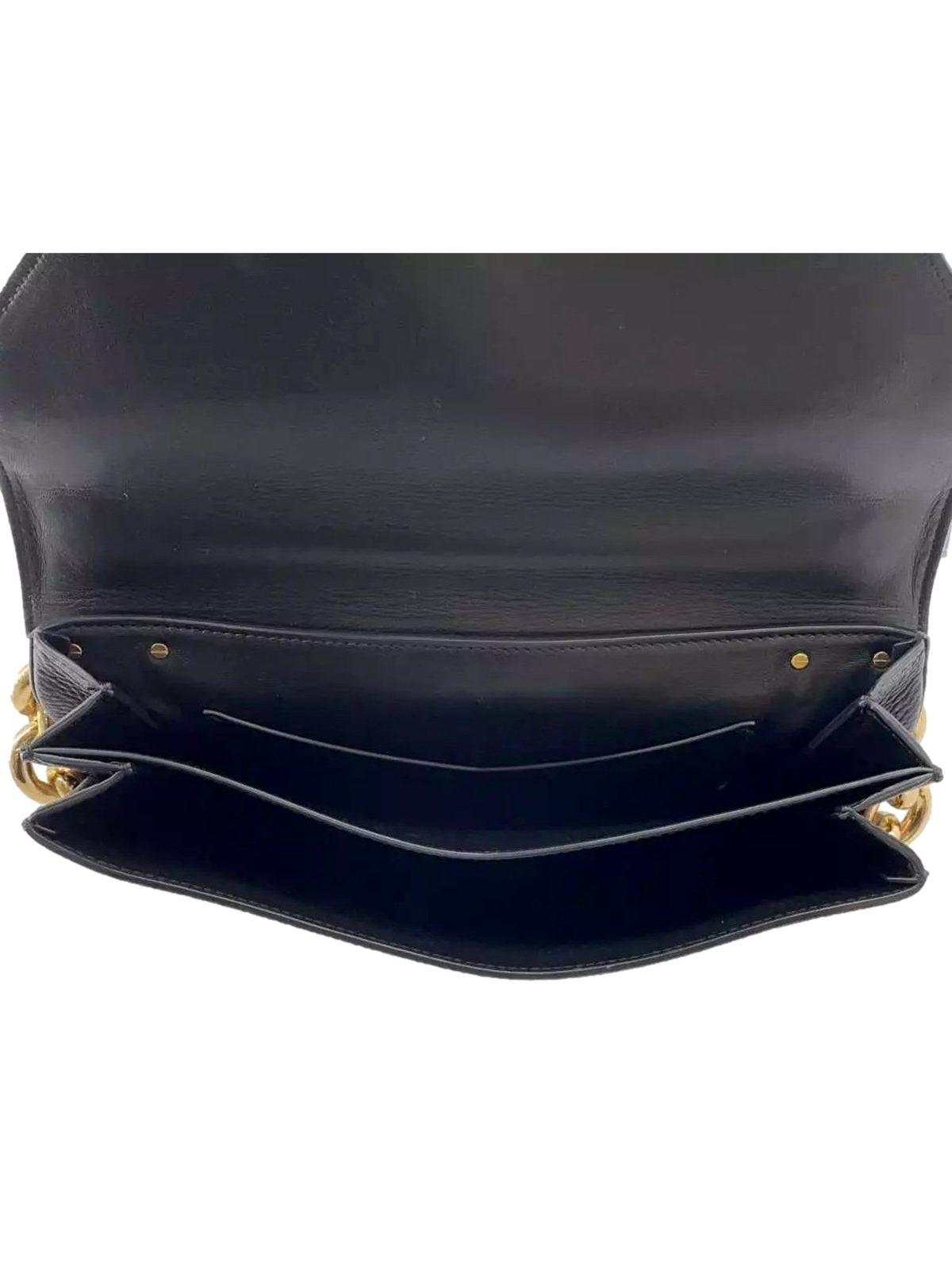 Bottega Veneta Mount Medium Envelope Black Leather Shoulder Bag Gold Chain