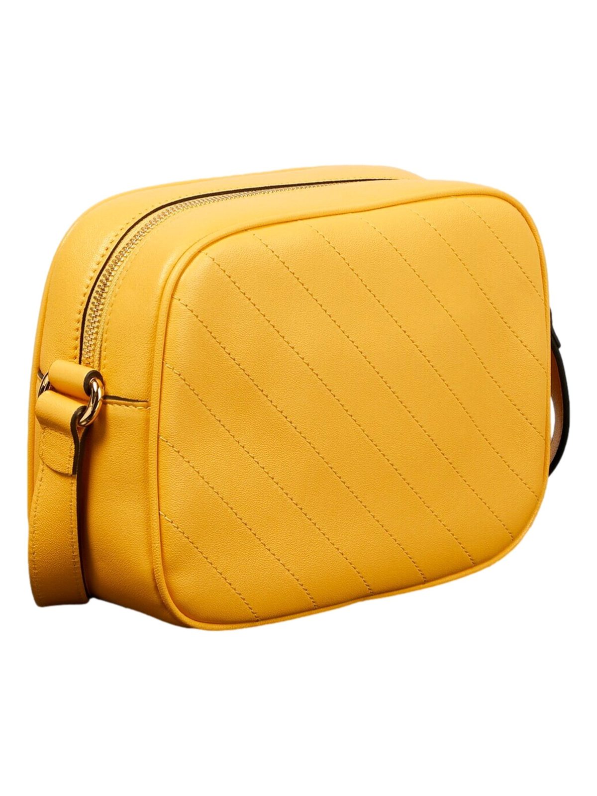 Gucci Blondie GG Patch Yellow Leather Camera Crossbody Bag Diagonal Stitching