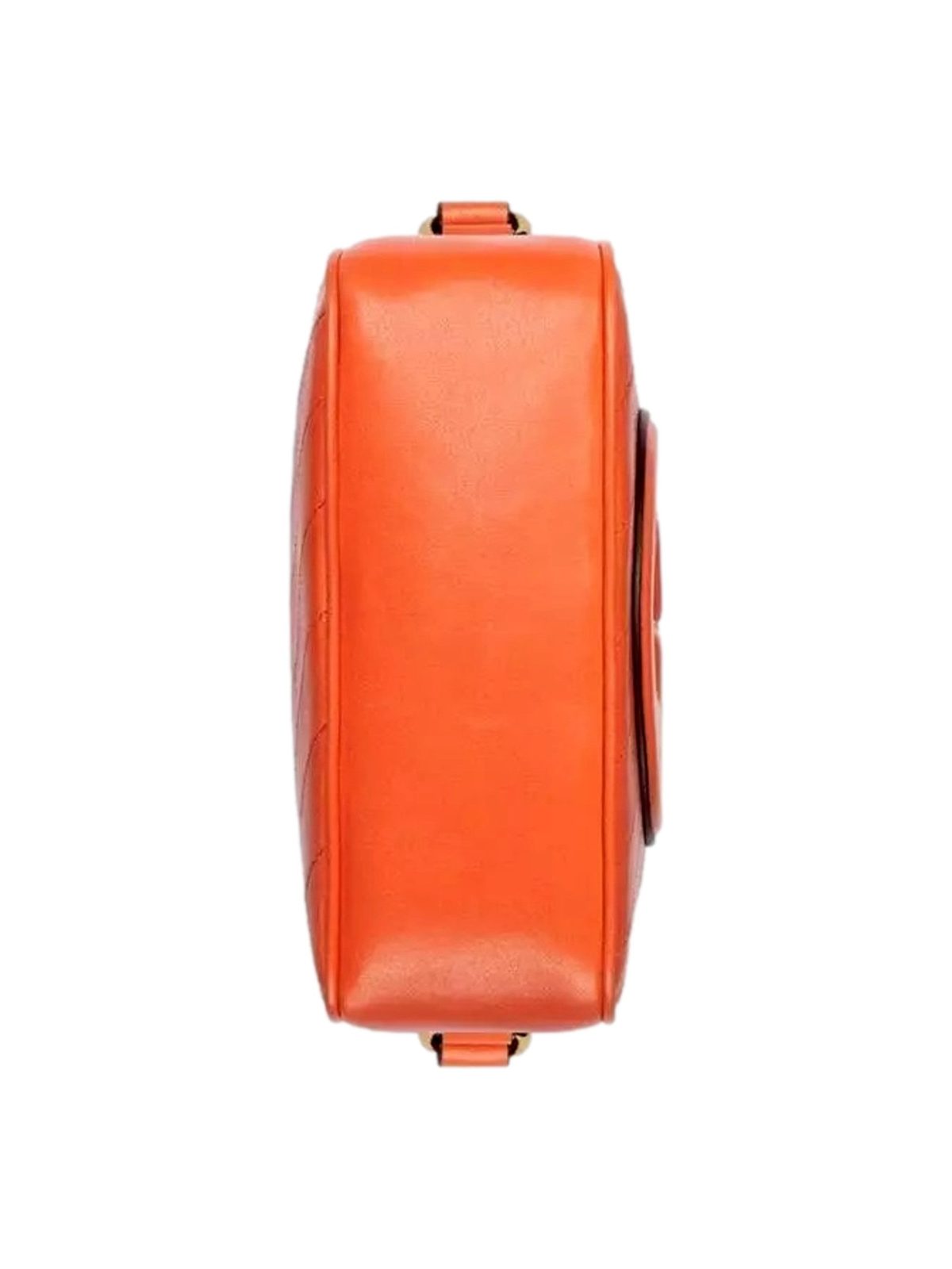 Gucci Blondie GG Patch Orange Leather Camera Crossbody Bag Diagonal Stitching