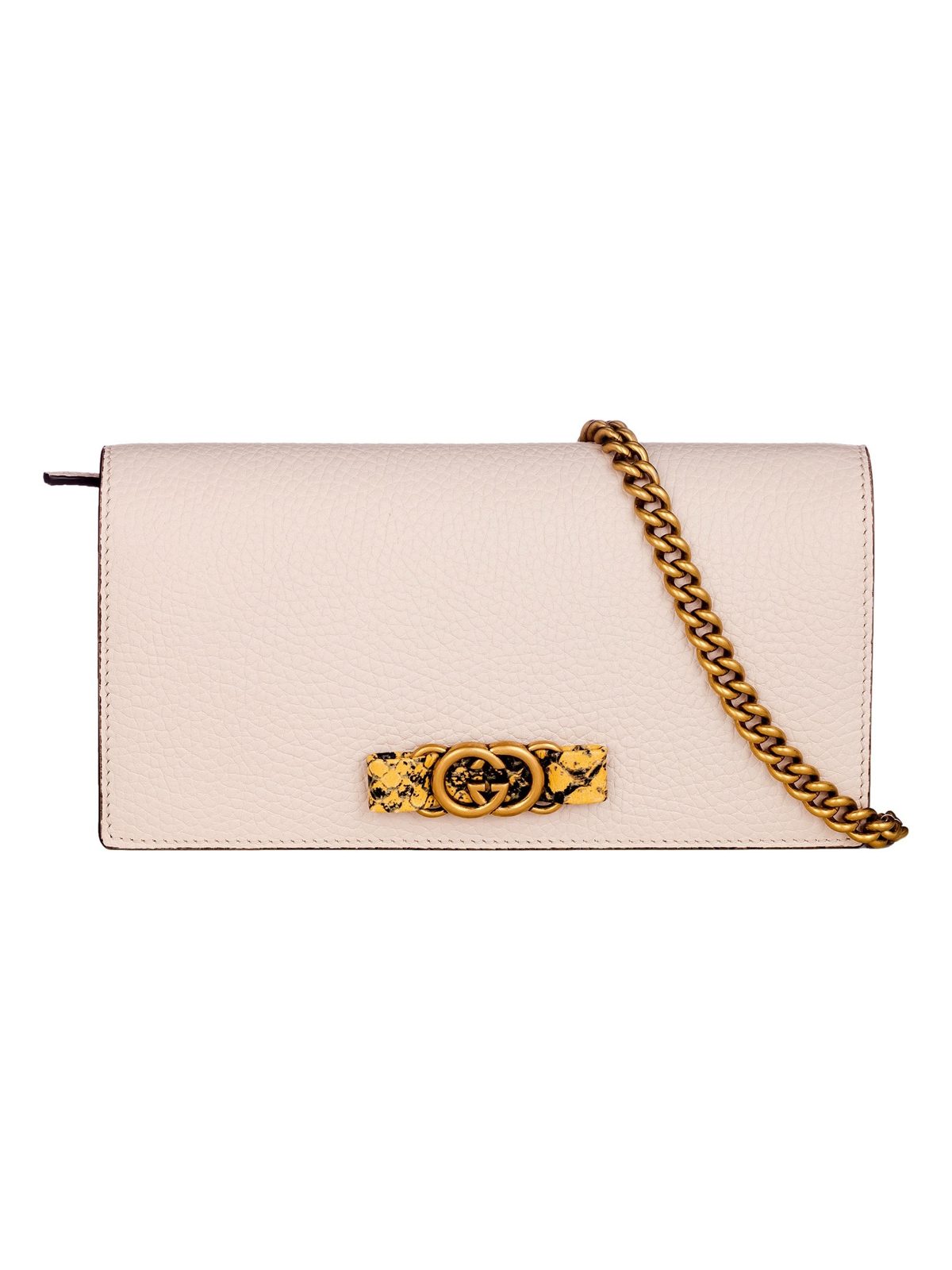 Gucci Interlocking GG Python Leather Bow Wallet on Chain Light Pink Gold Hardware