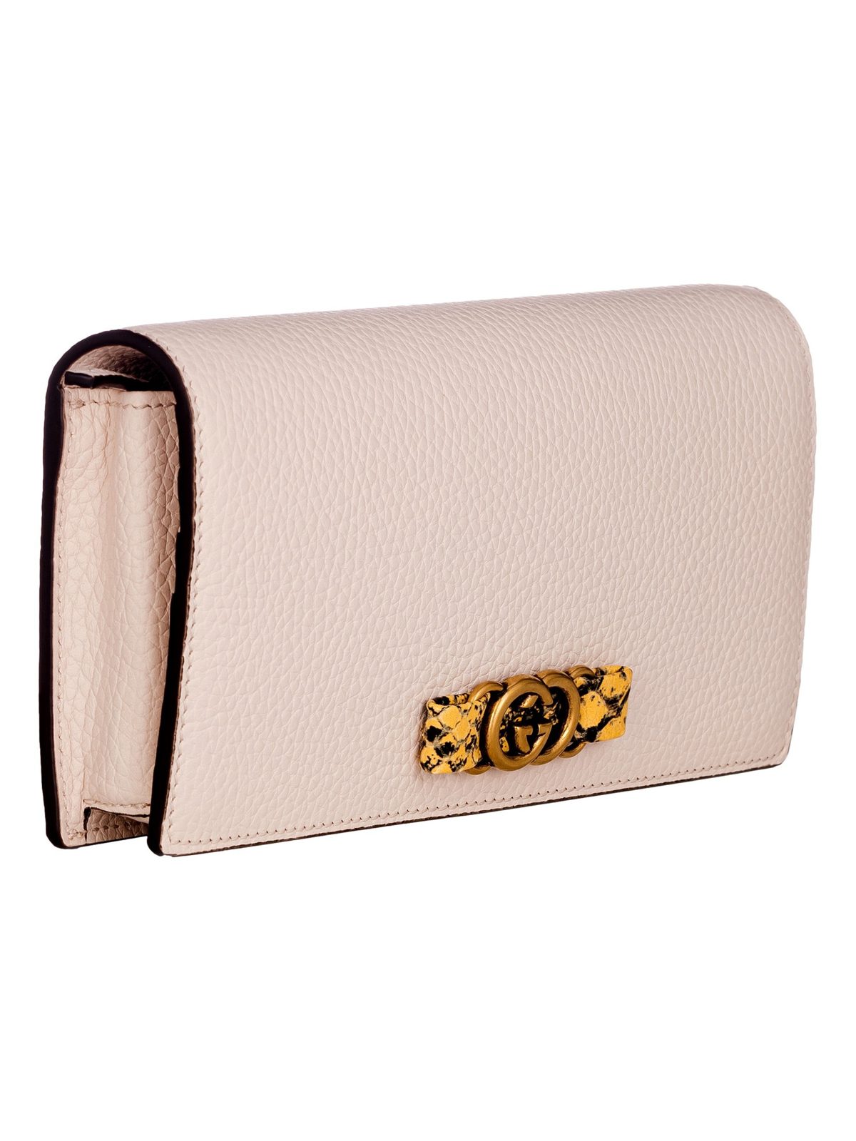Gucci Interlocking GG Python Leather Bow Wallet on Chain Light Pink Gold Hardware