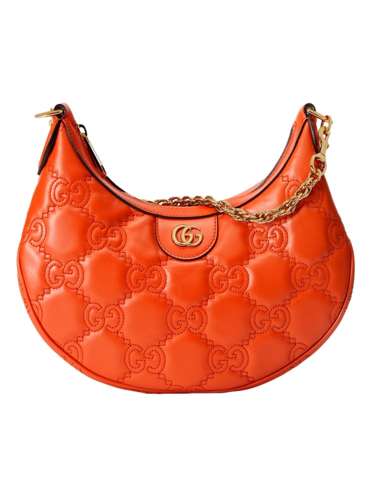 Gucci GG Quilted Matelassé Leather Small Shoulder Handbag In Orange