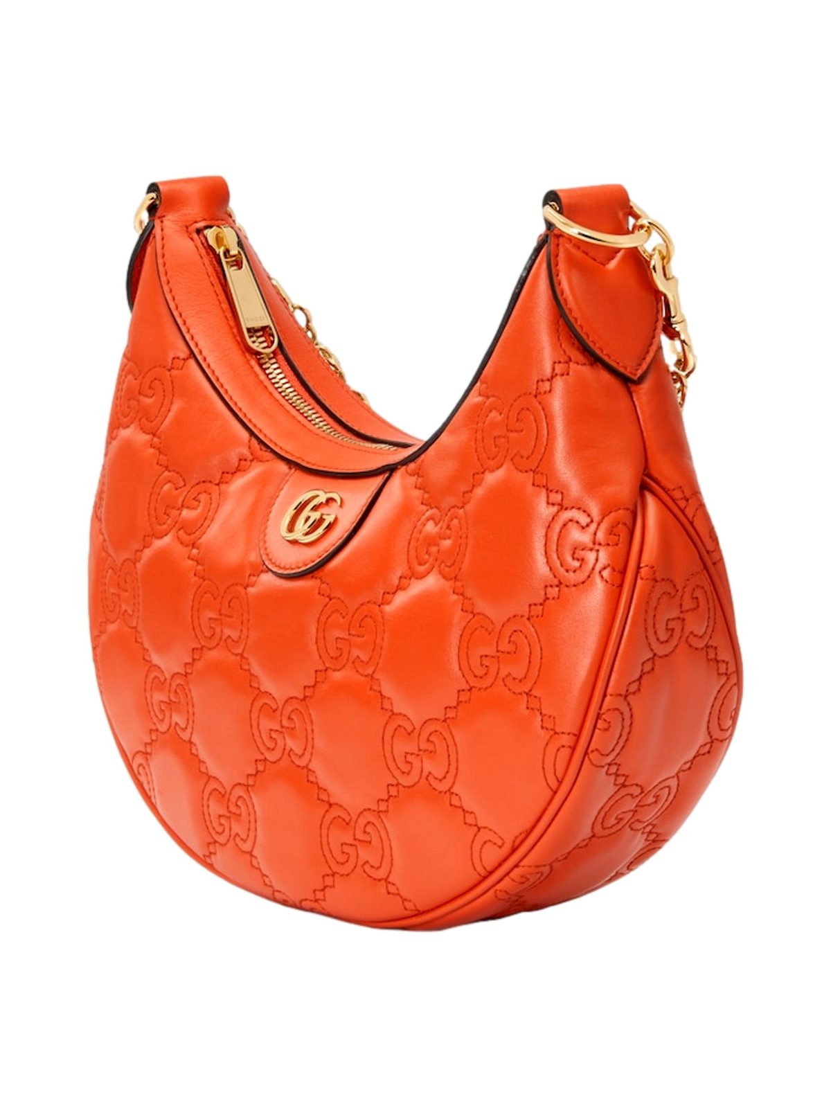 Gucci GG Quilted Matelassé Leather Small Shoulder Handbag In Orange
