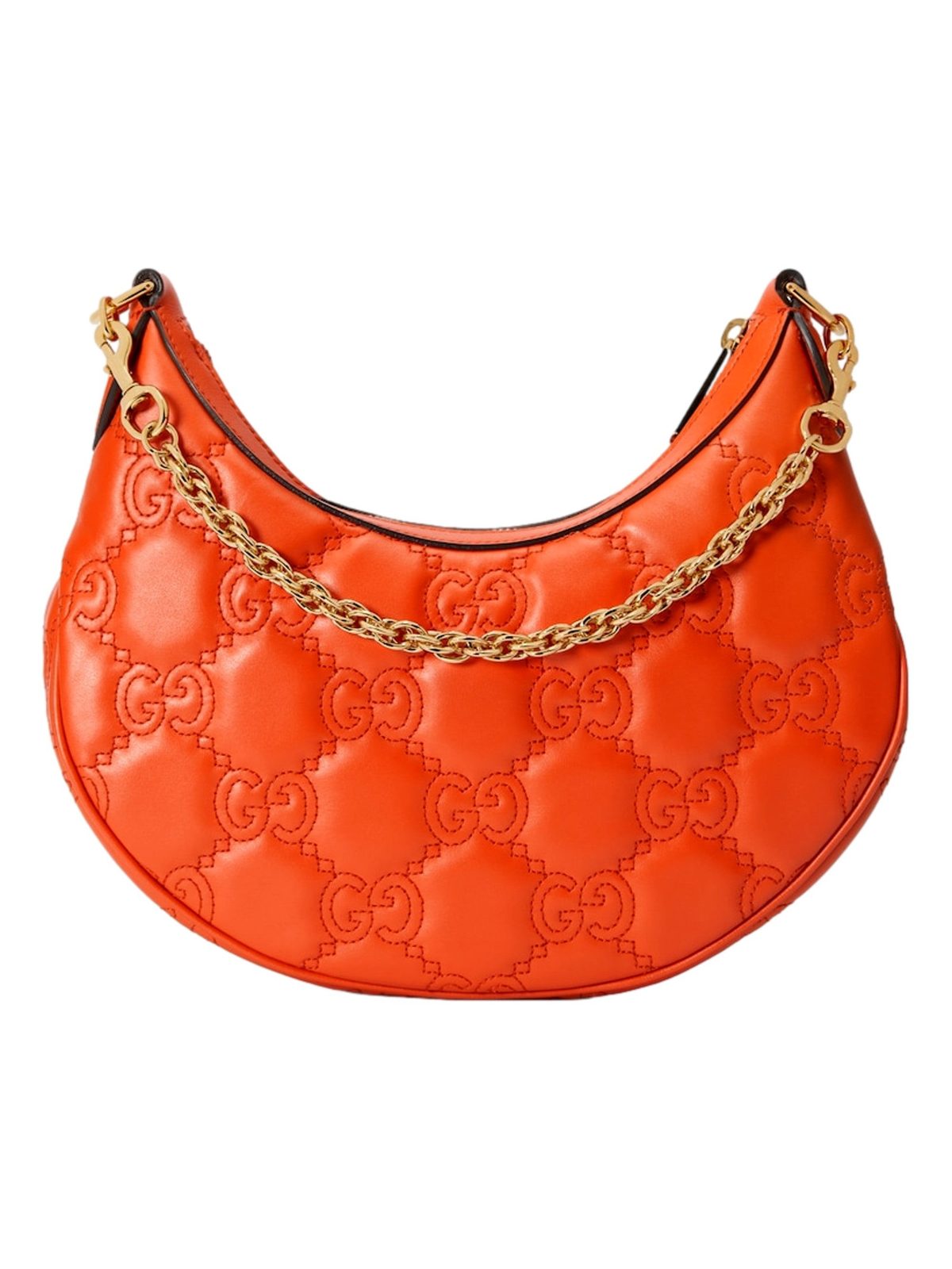 Gucci GG Quilted Matelassé Leather Small Shoulder Handbag In Orange