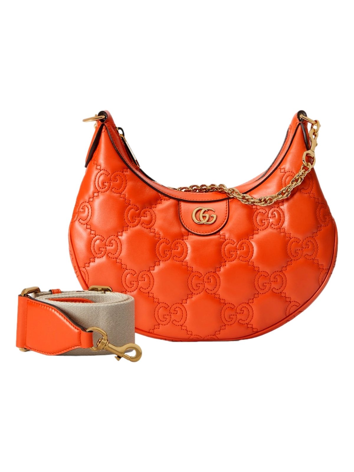 Gucci GG Quilted Matelassé Leather Small Shoulder Handbag In Orange