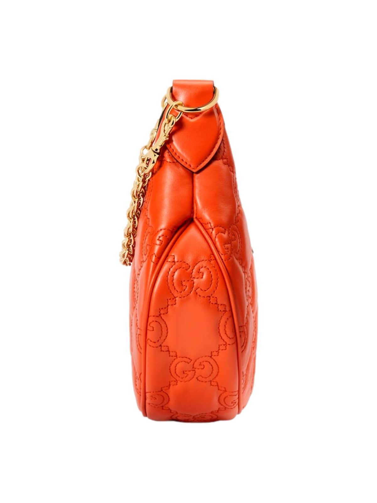 Gucci GG Quilted Matelassé Leather Small Shoulder Handbag In Orange