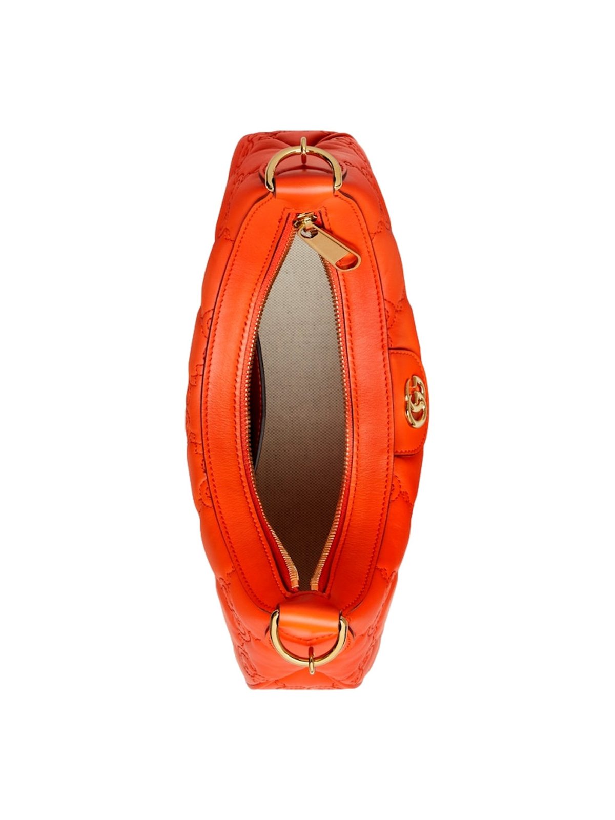 Gucci GG Quilted Matelassé Leather Small Shoulder Handbag In Orange