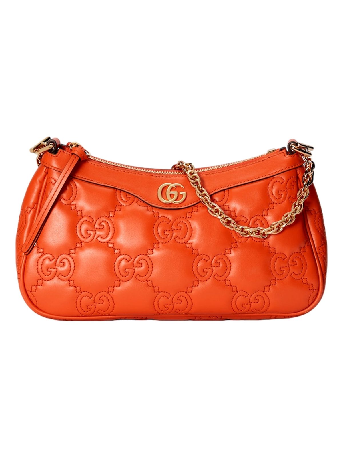 Gucci GG Quilted Matelassé Leather Mini Shoulder Bag In Orange
