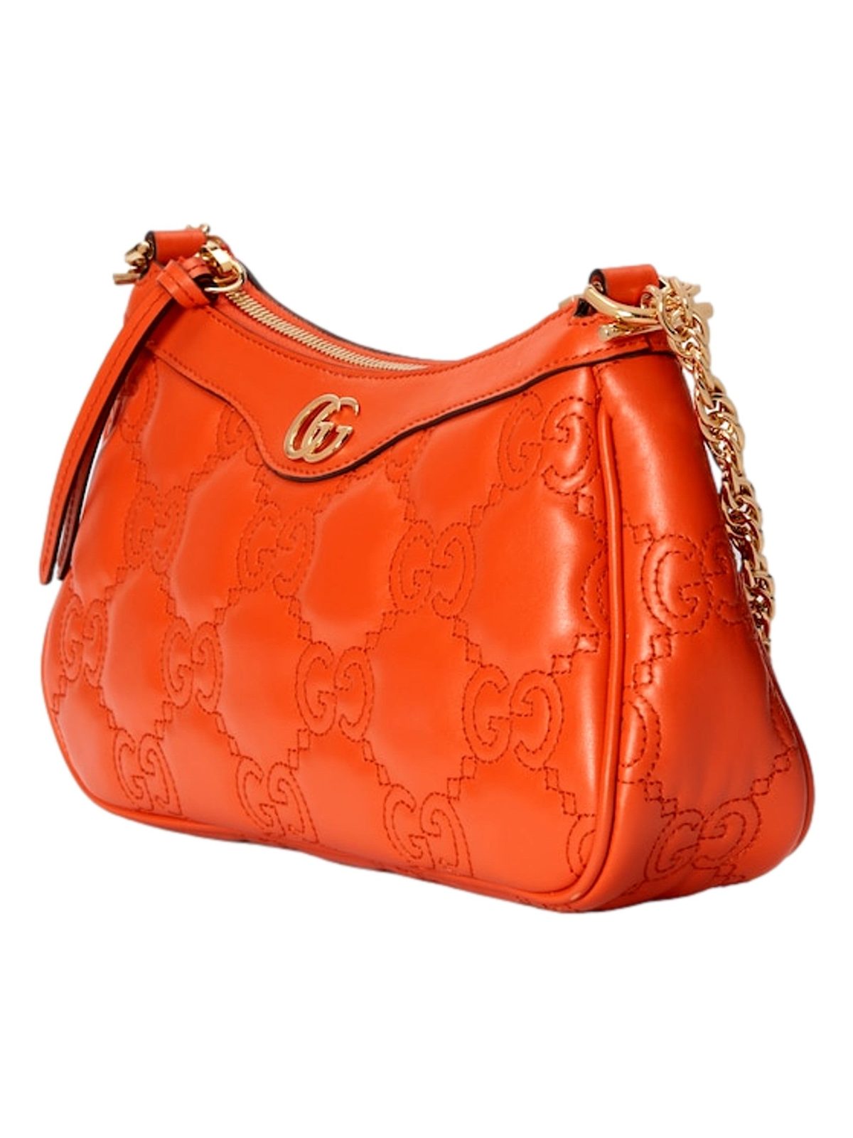 Gucci GG Quilted Matelassé Leather Mini Shoulder Bag In Orange