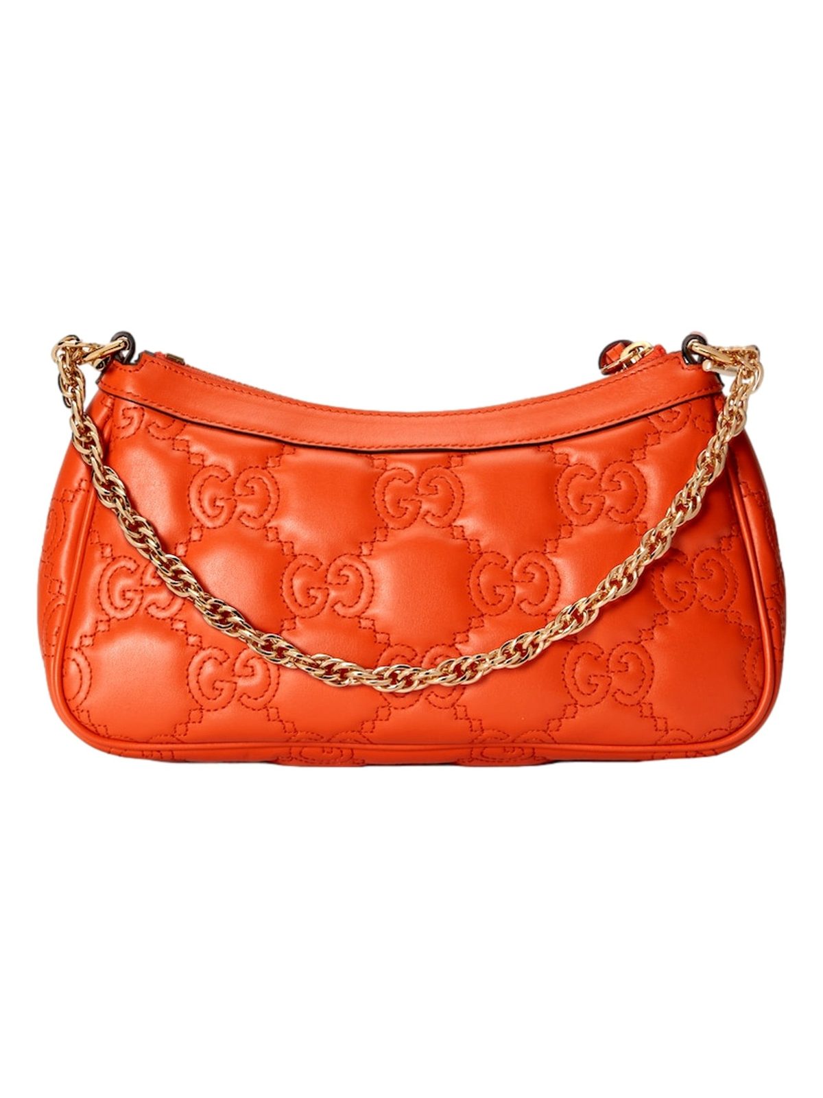 Gucci GG Quilted Matelassé Leather Mini Shoulder Bag In Orange