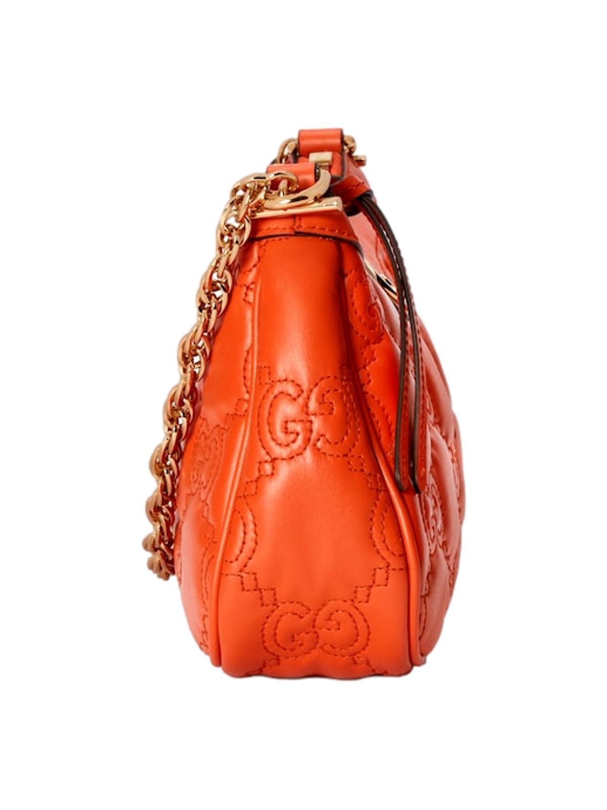 Gucci GG Quilted Matelassé Leather Mini Shoulder Bag In Orange