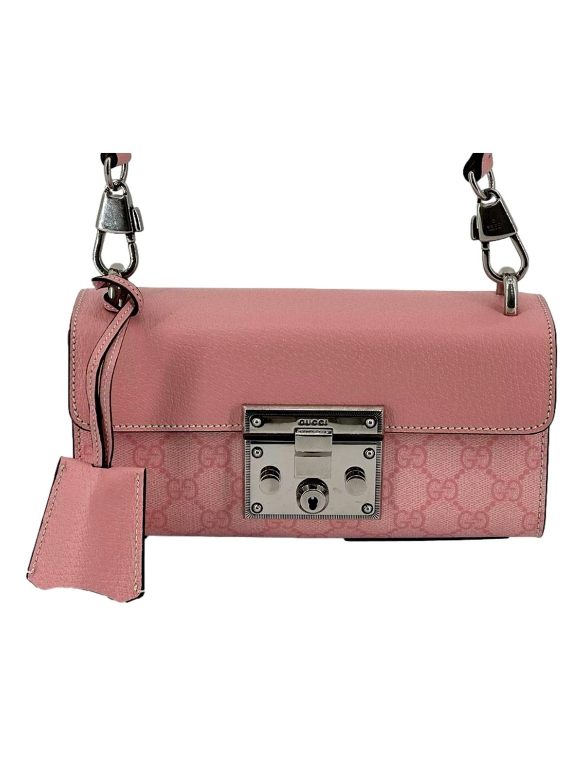Gucci Padlock Small Handbag Pink GG Supreme Canvas Chain Shoulder Bag