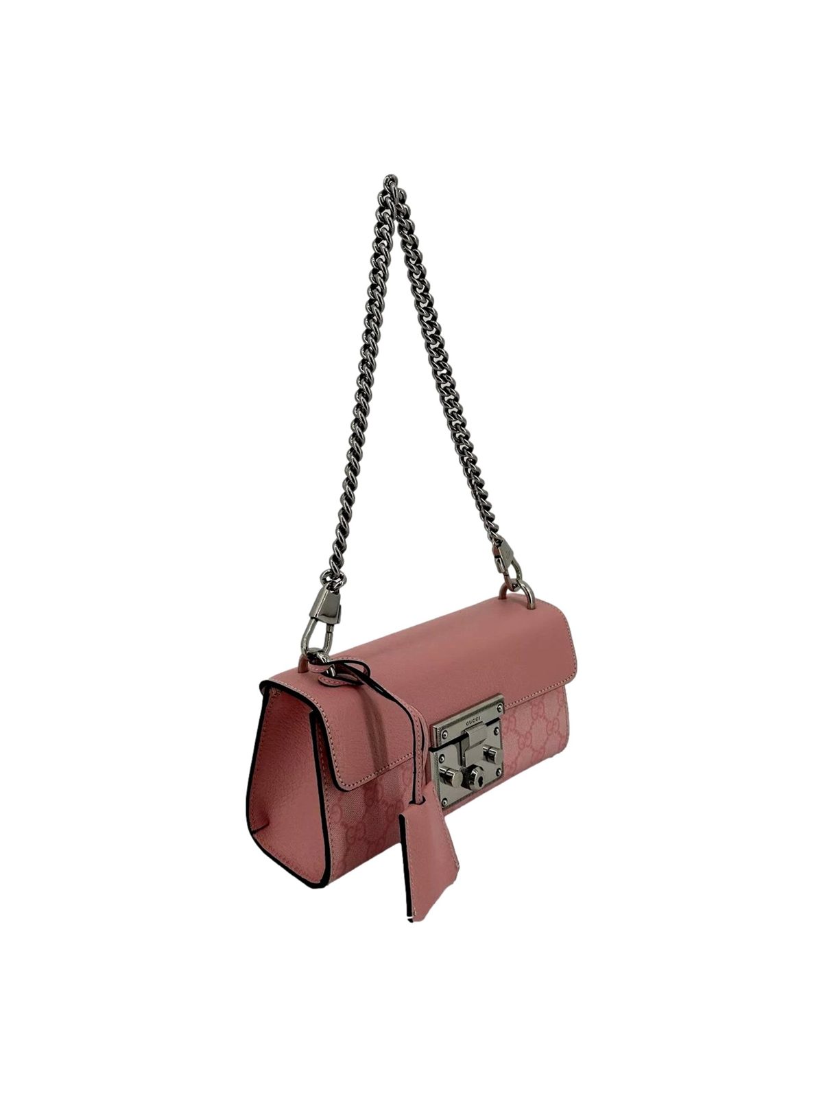 Gucci Padlock Small Handbag Pink GG Supreme Canvas Chain Shoulder Bag
