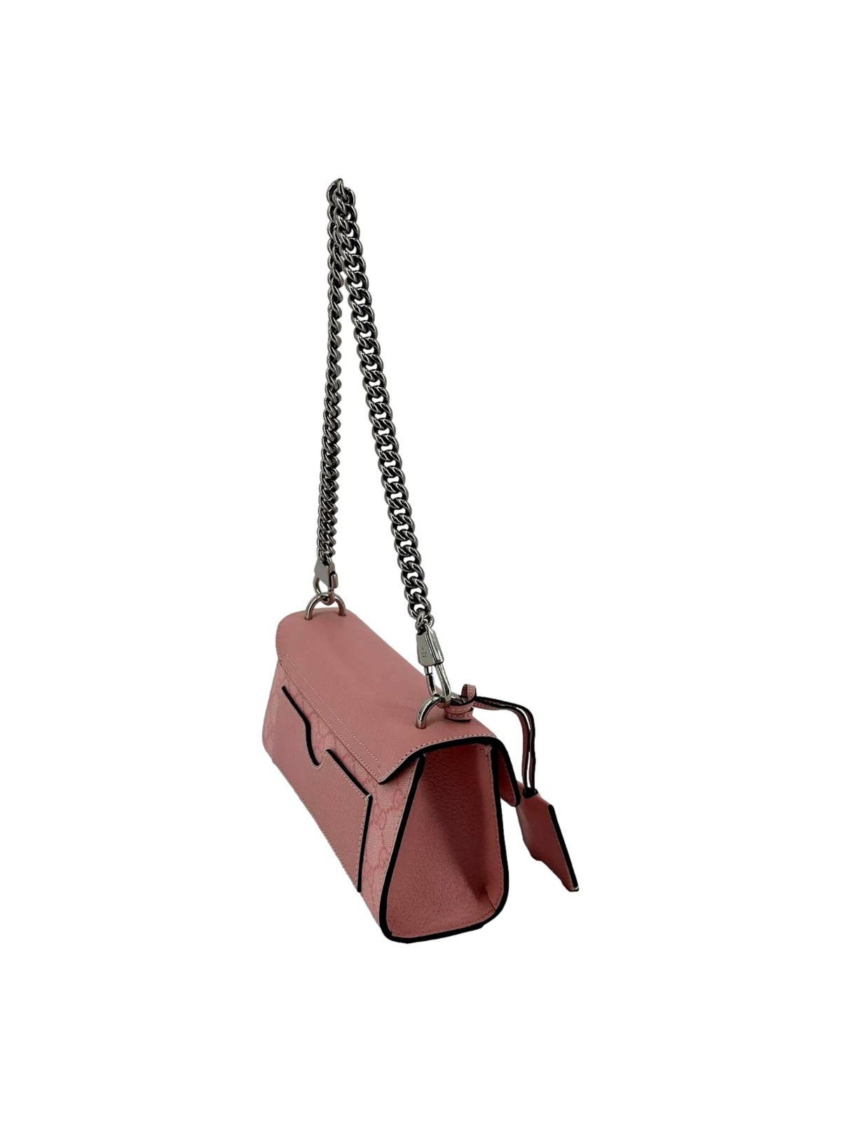 Gucci Padlock Small Handbag Pink GG Supreme Canvas Chain Shoulder Bag