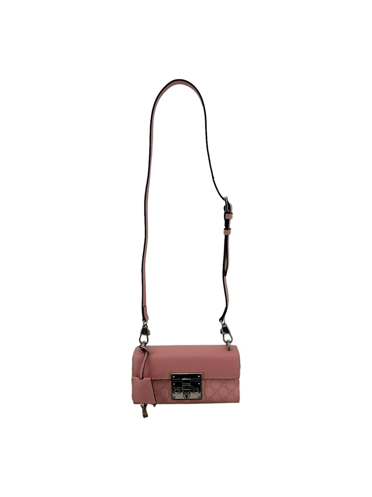 Gucci Padlock Small Handbag Pink GG Supreme Canvas Chain Shoulder Bag