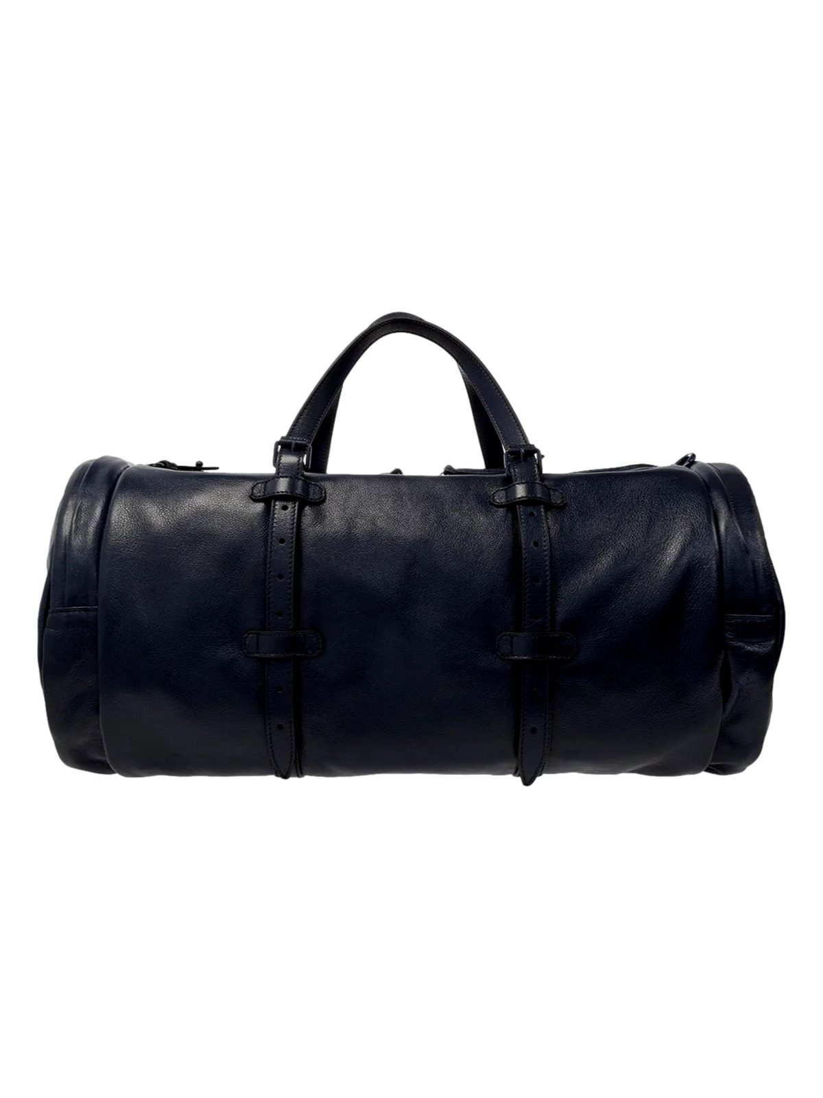 Gucci GG Logo Deep Blue Buffalo Leather Duffle Tote with Strap