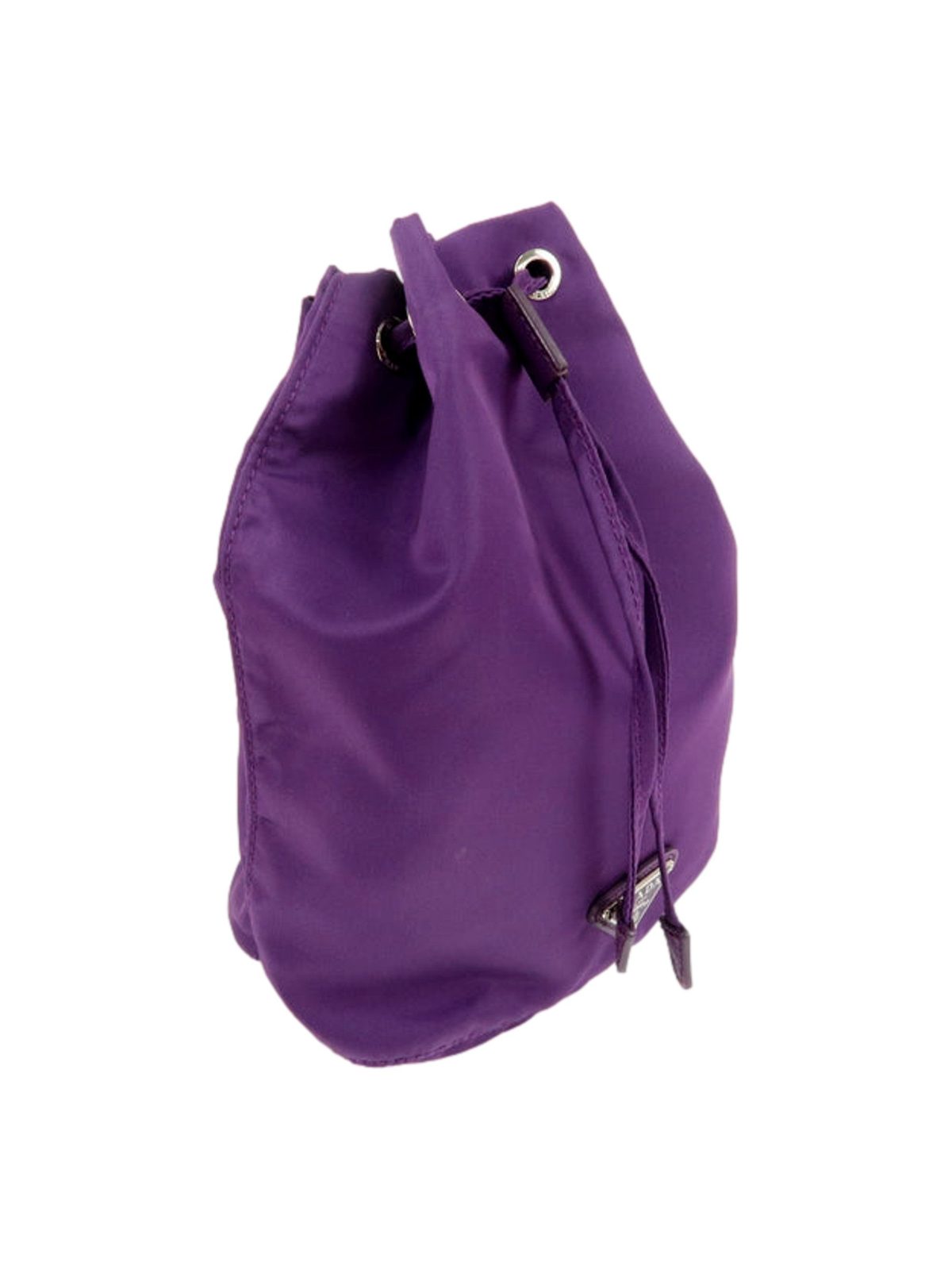 Prada UVA Purple Tessuto Nylon Triangle Logo Drawstring Bucket Bag