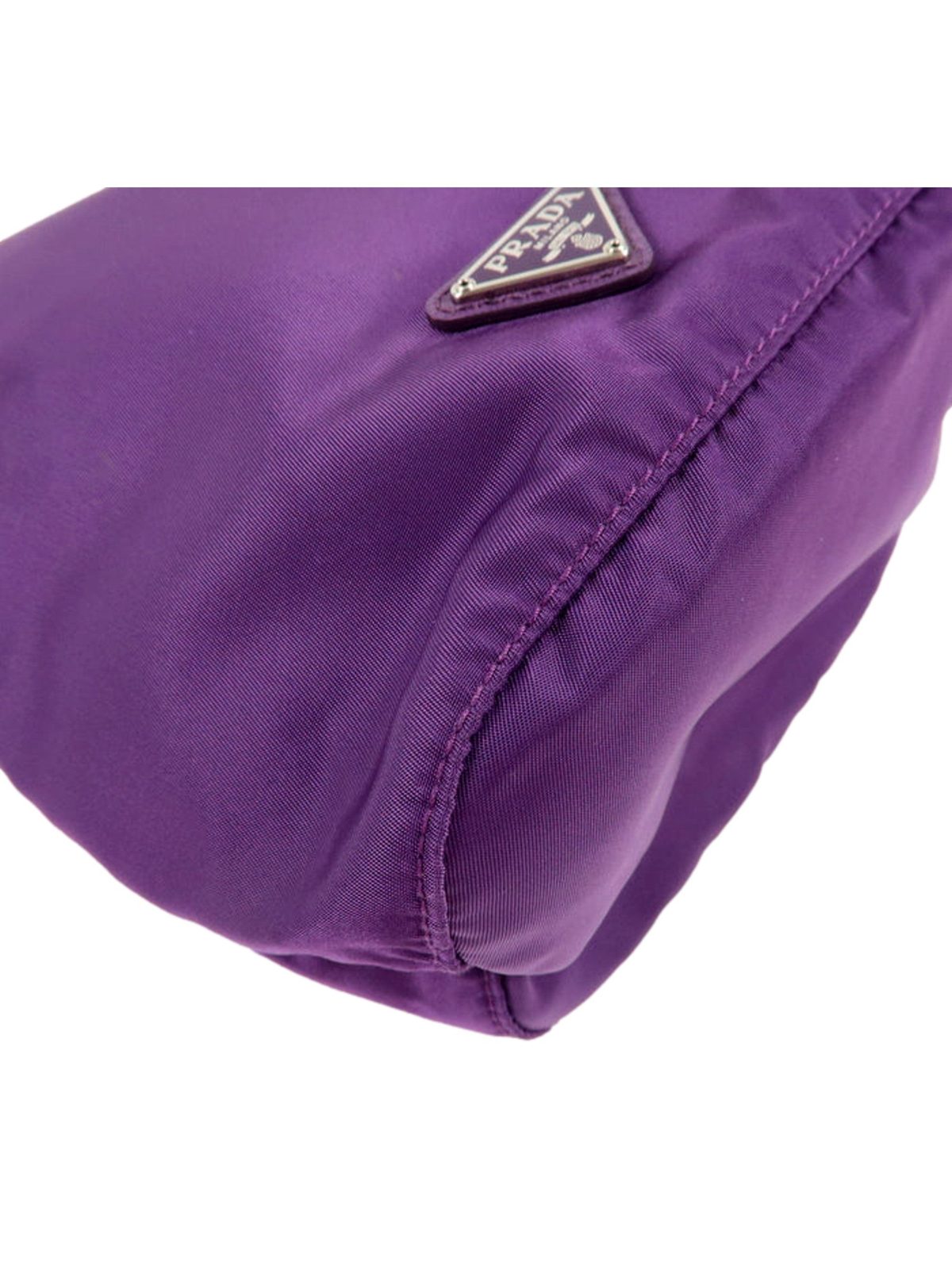 Prada UVA Purple Tessuto Nylon Triangle Logo Drawstring Bucket Bag