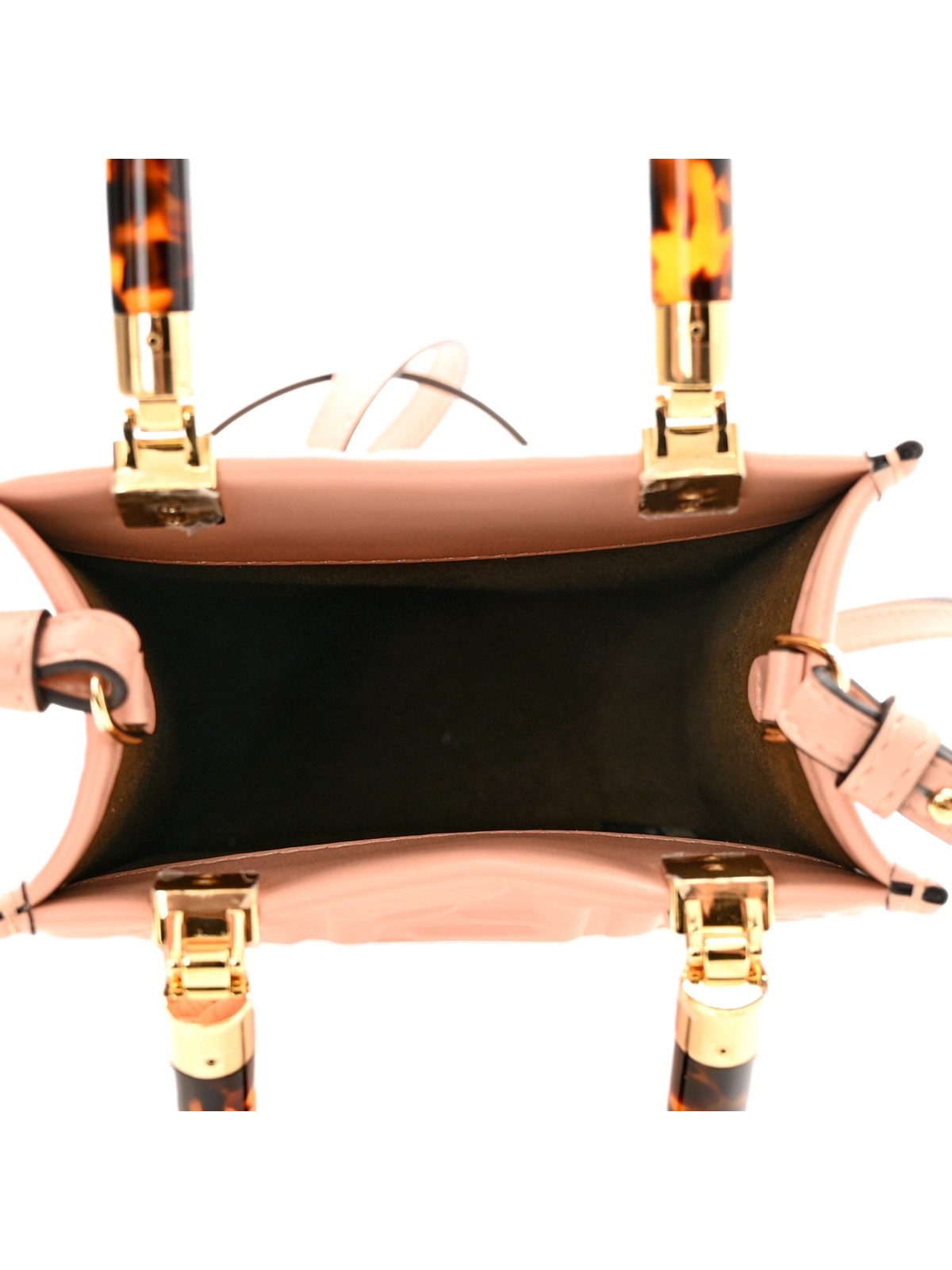 Fendi Mini Sunshine Shopper Tote Crossbody Baby Pink Zucca Leather