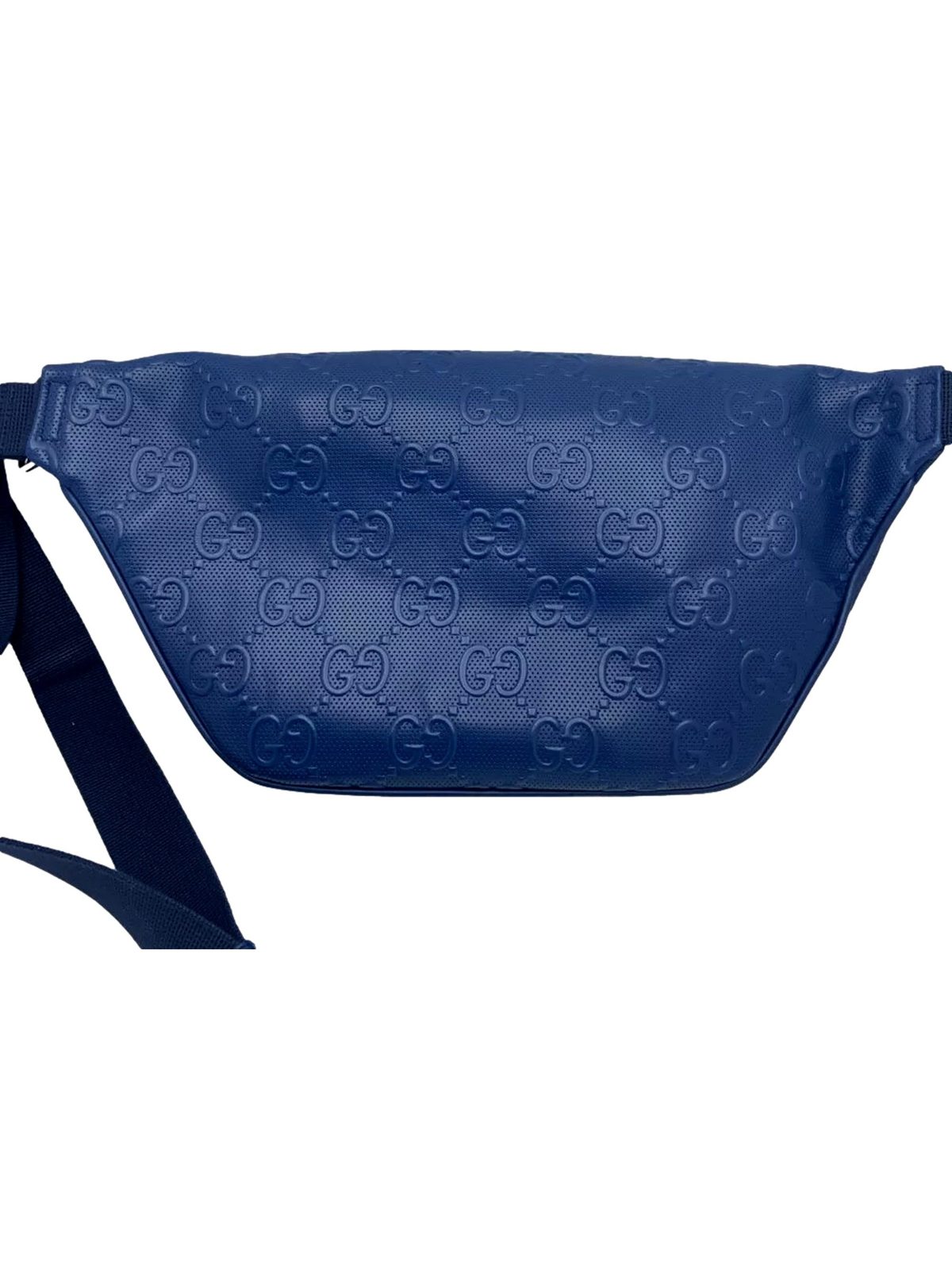 Gucci Calfskin GG Tennis Embossed Pocket Belt Bag Blue
