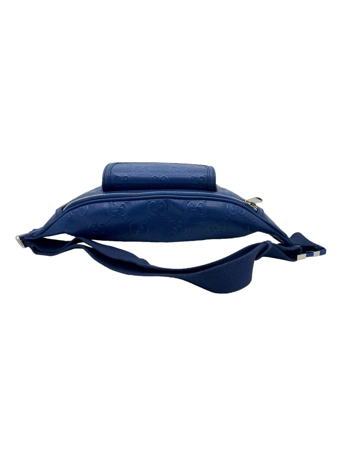 Gucci Calfskin GG Tennis Embossed Pocket Belt Bag Blue