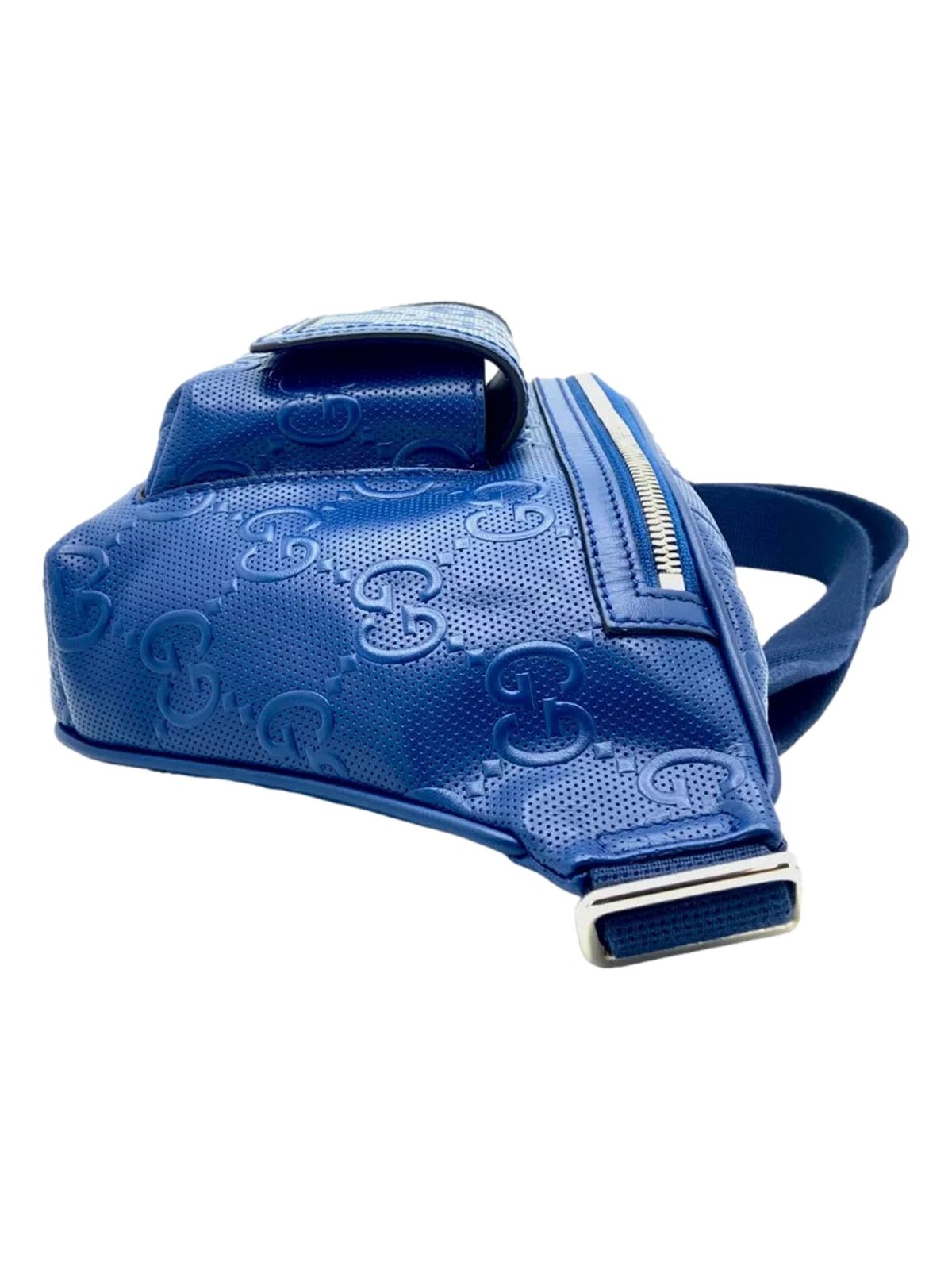 Gucci Calfskin GG Tennis Embossed Pocket Belt Bag Blue