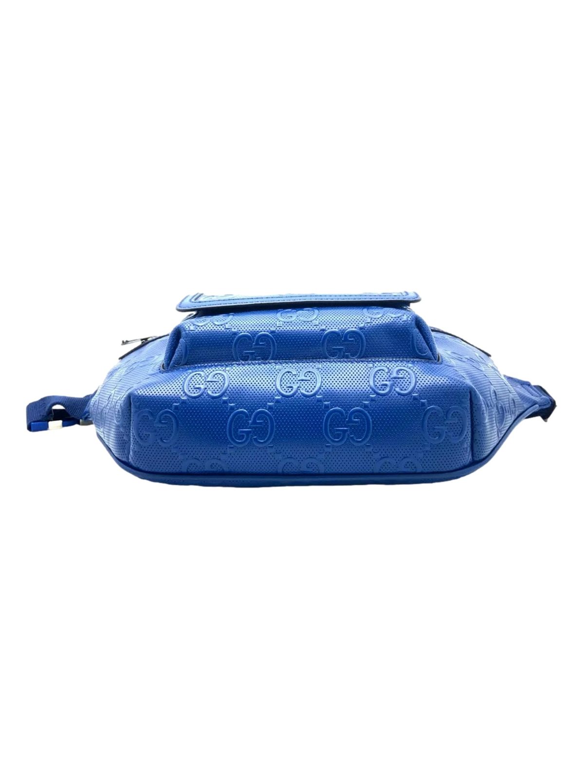 Gucci Calfskin GG Tennis Embossed Pocket Belt Bag Blue