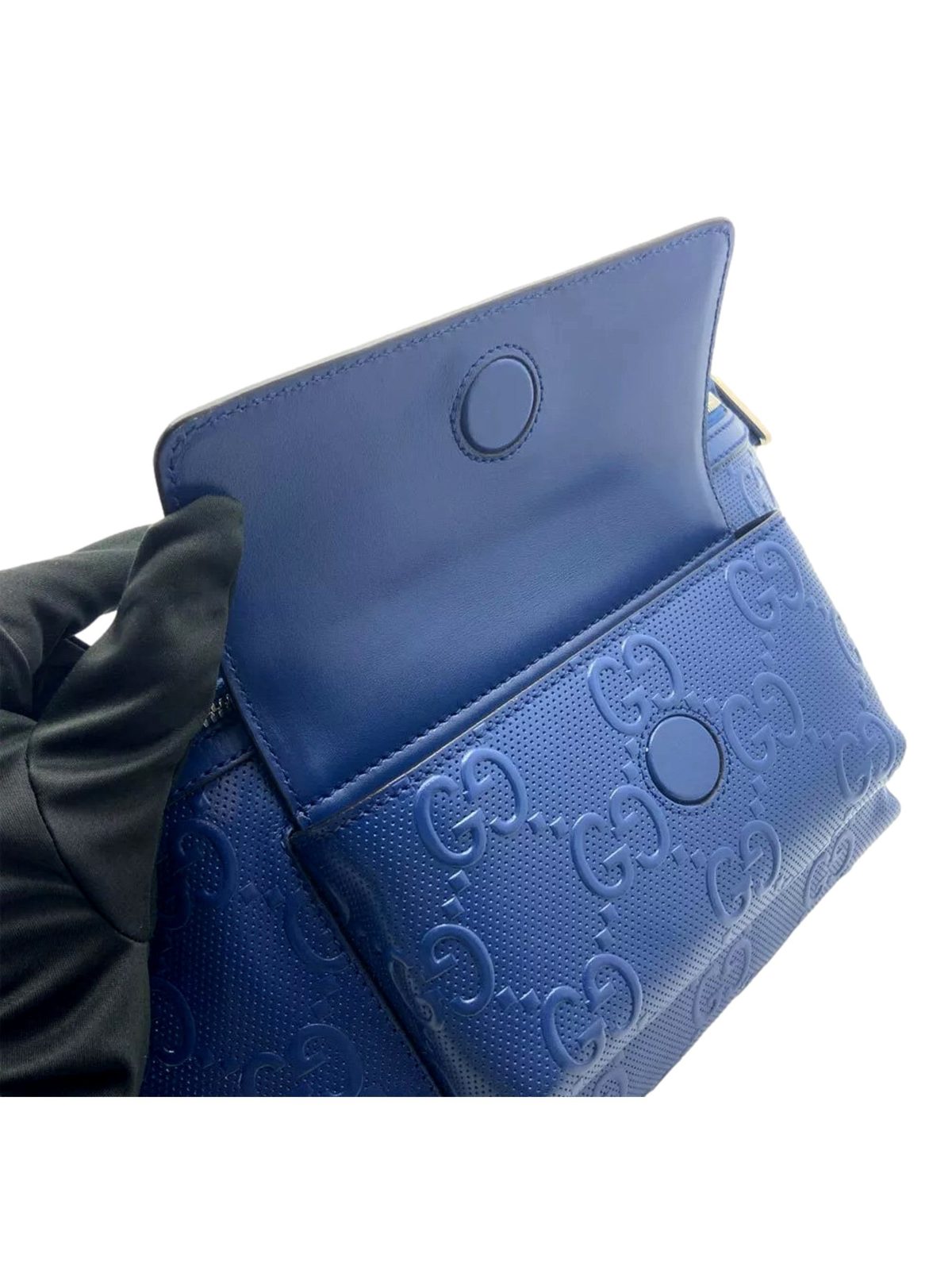 Gucci Calfskin GG Tennis Embossed Pocket Belt Bag Blue