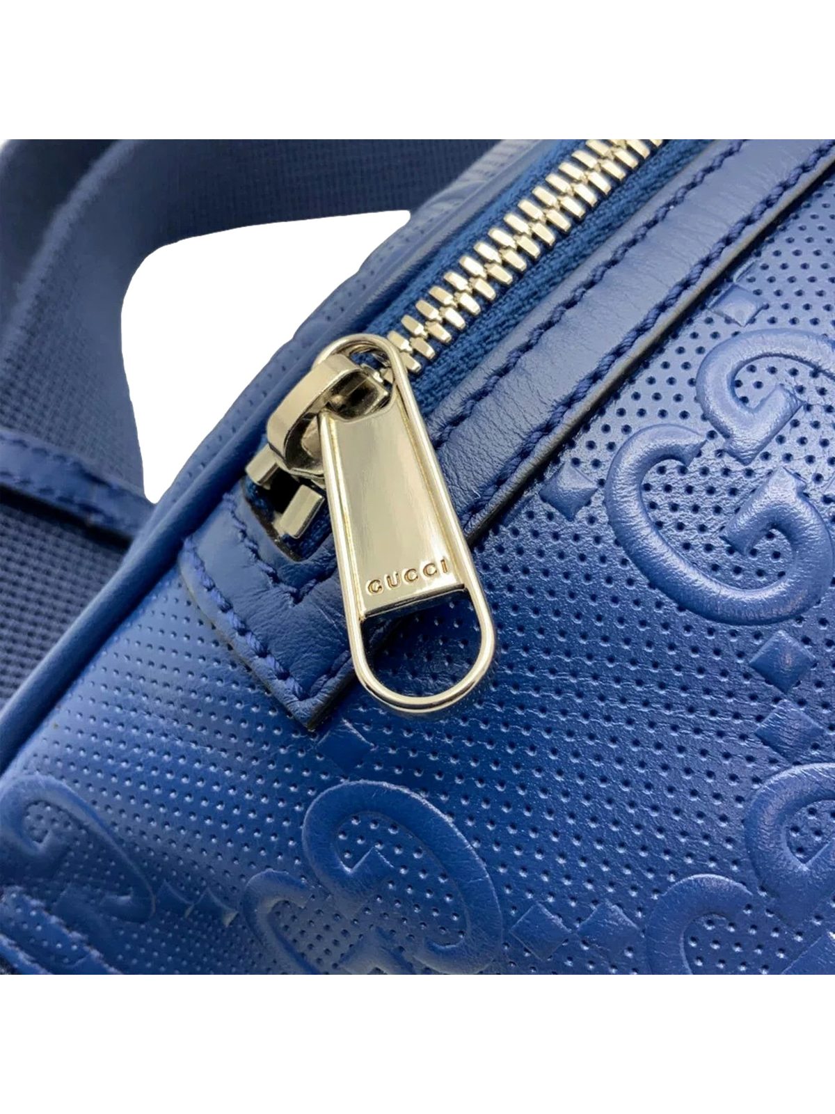 Gucci Calfskin GG Tennis Embossed Pocket Belt Bag Blue