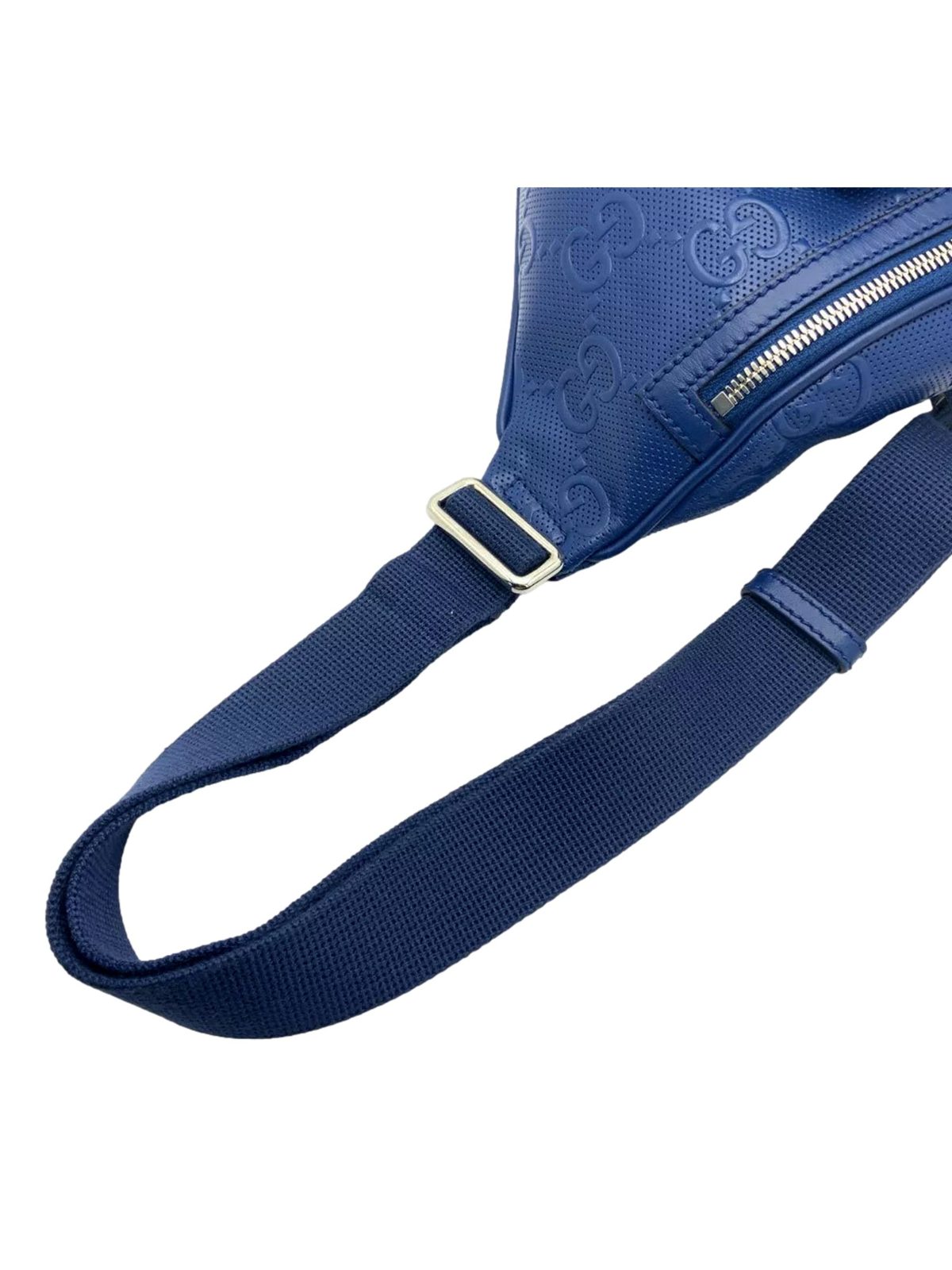 Gucci Calfskin GG Tennis Embossed Pocket Belt Bag Blue