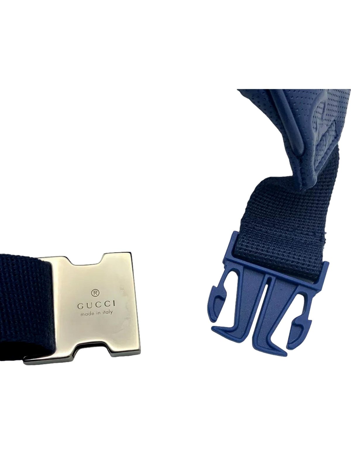 Gucci Calfskin GG Tennis Embossed Pocket Belt Bag Blue