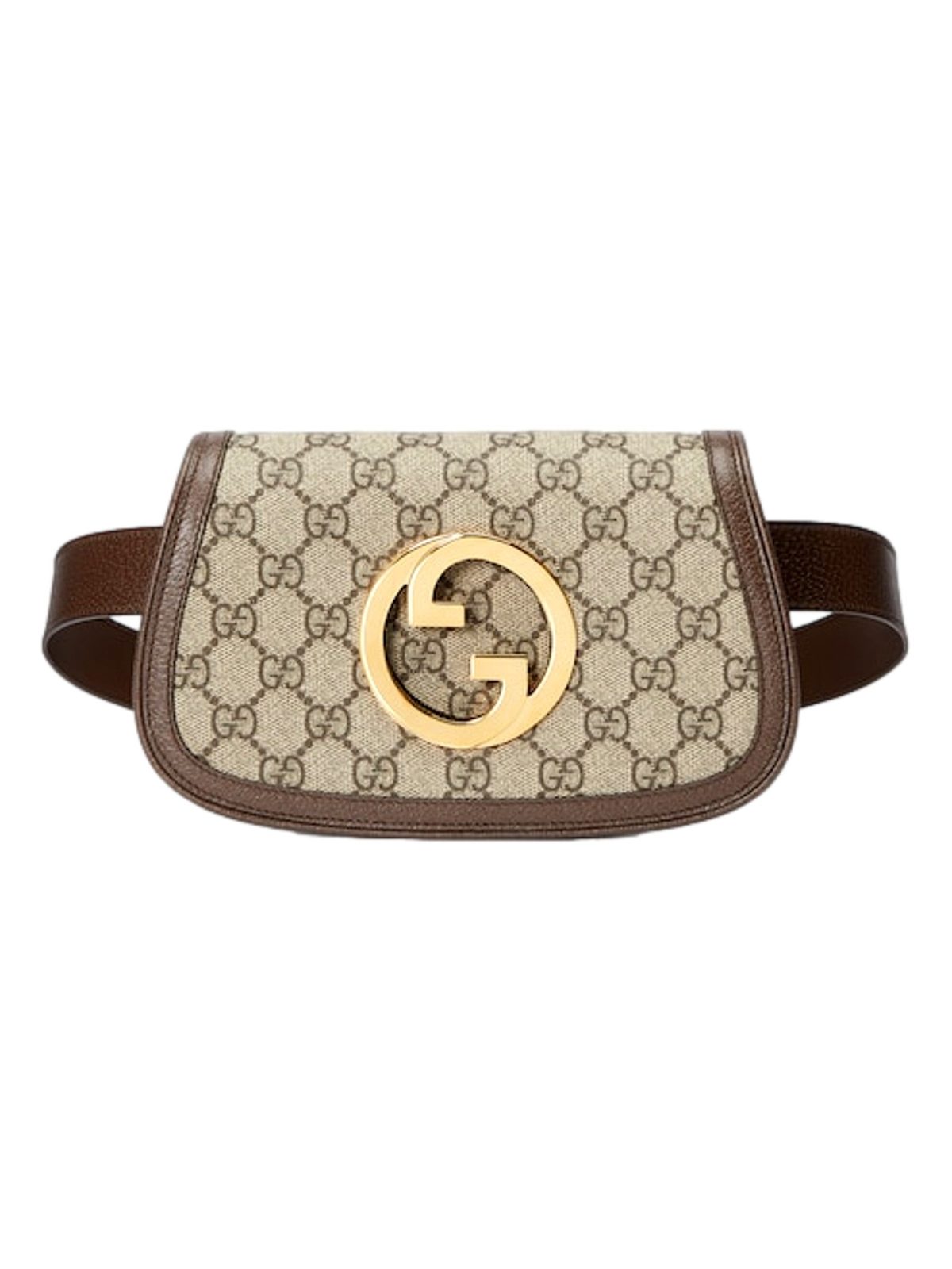 Gucci Blondie GG Supreme Canvas Brown Leather Belt Bag Size 65