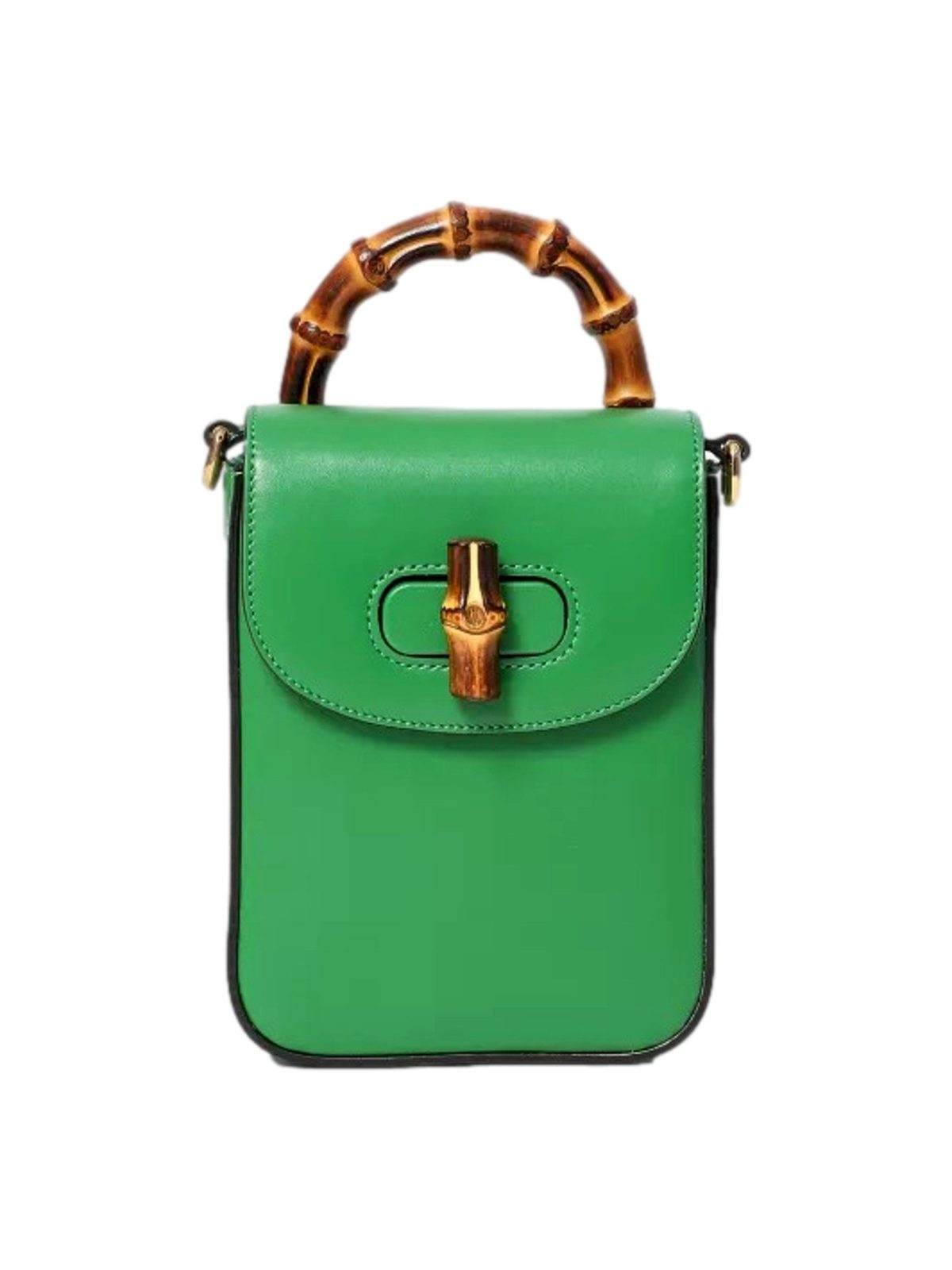 Gucci Bamboo 1947 Mini Green Leather Top Handle Crossbody Bag