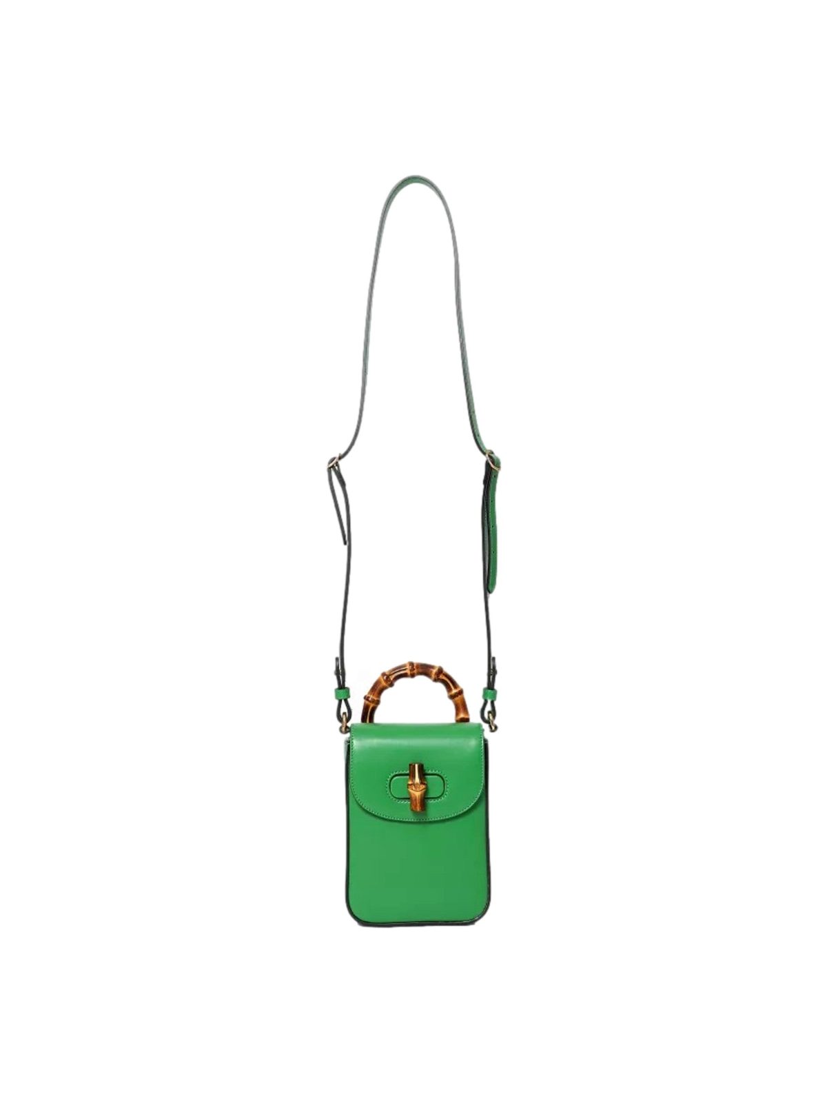 Gucci Bamboo 1947 Mini Green Leather Top Handle Crossbody Bag
