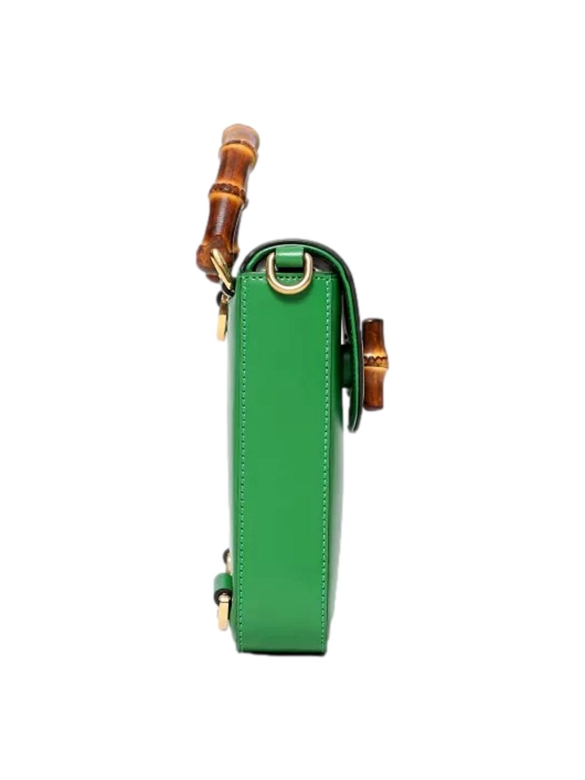 Gucci Bamboo 1947 Mini Green Leather Top Handle Crossbody Bag