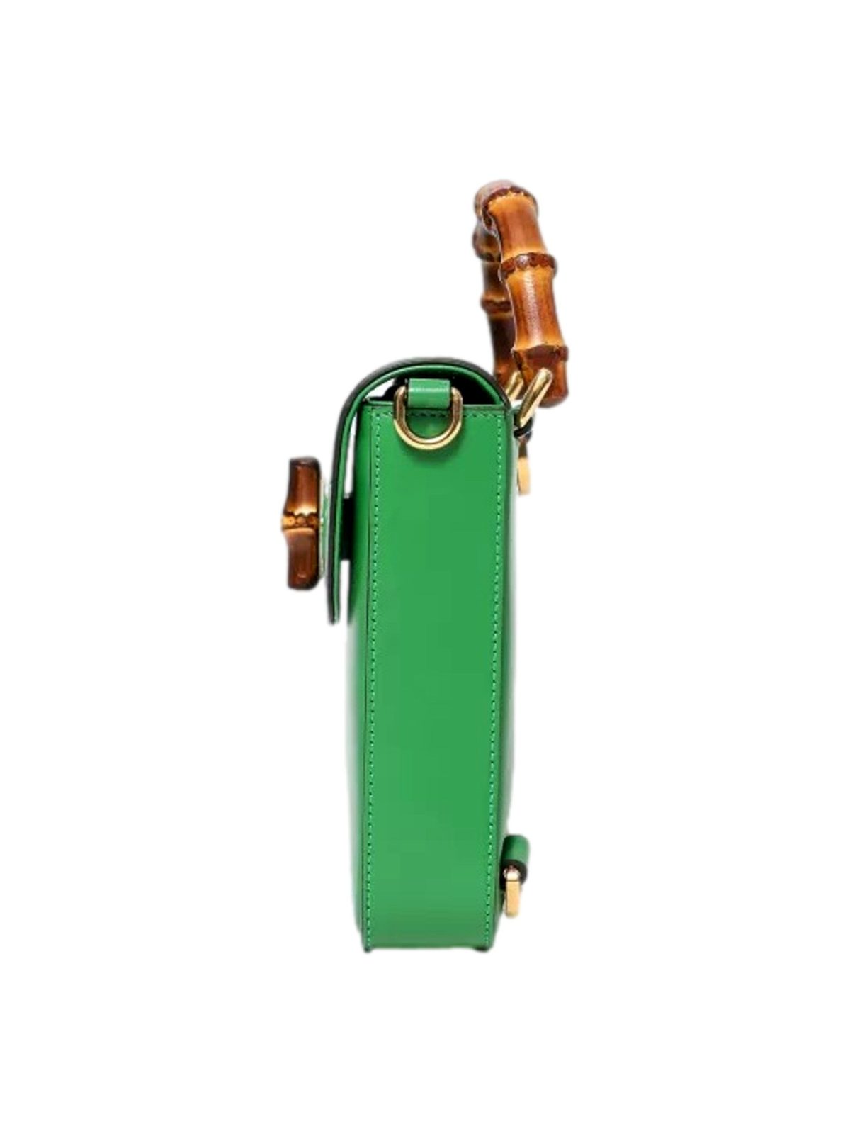 Gucci Bamboo 1947 Mini Green Leather Top Handle Crossbody Bag