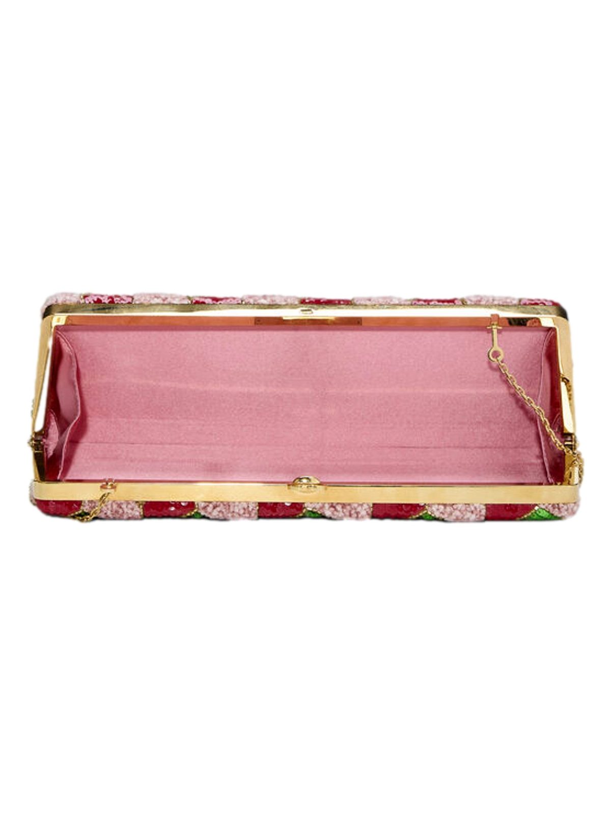 Gucci Broadway Sequin Crystal Embellished Chain Clutch Shoulder Bag Red Green Pink