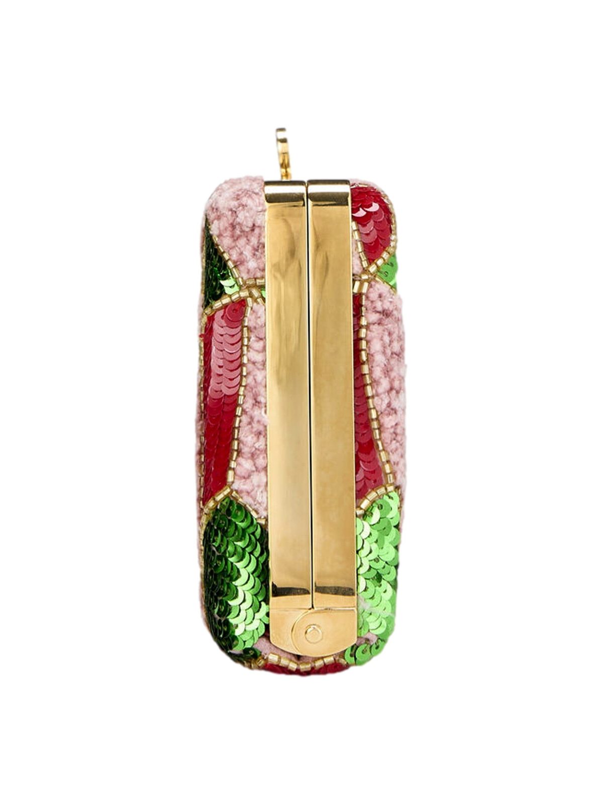 Gucci Broadway Sequin Crystal Embellished Chain Clutch Shoulder Bag Red Green Pink